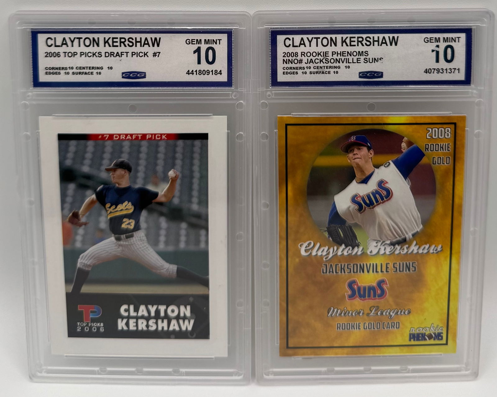 (2) Clayton Kershaw Custom Rookie Cards - 2006/2008 ACEO - CCG Gem Mint 10 (1 of 2)
