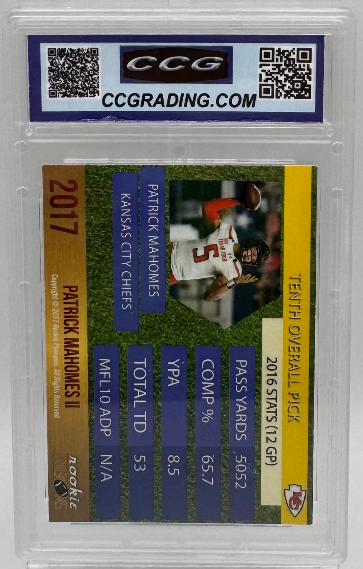 Patrick Mahomes 2017 Rookie Phenoms Custom ACEO - CCG 10 - 2