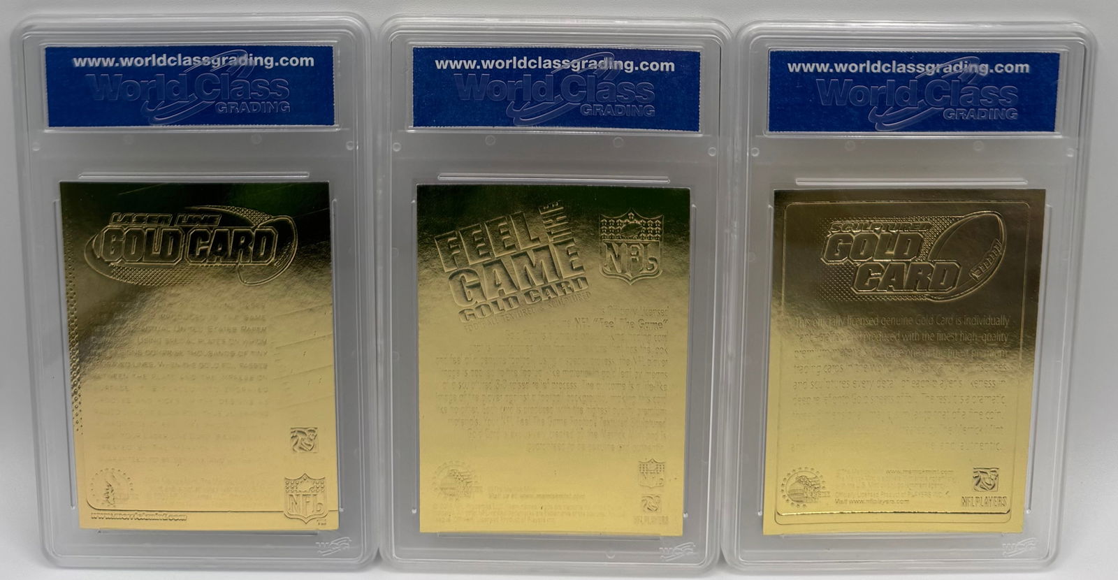 Lot of (3) Tom Brady New England Patriots 23KT Gold Foil Cards - WCG 10 - 2