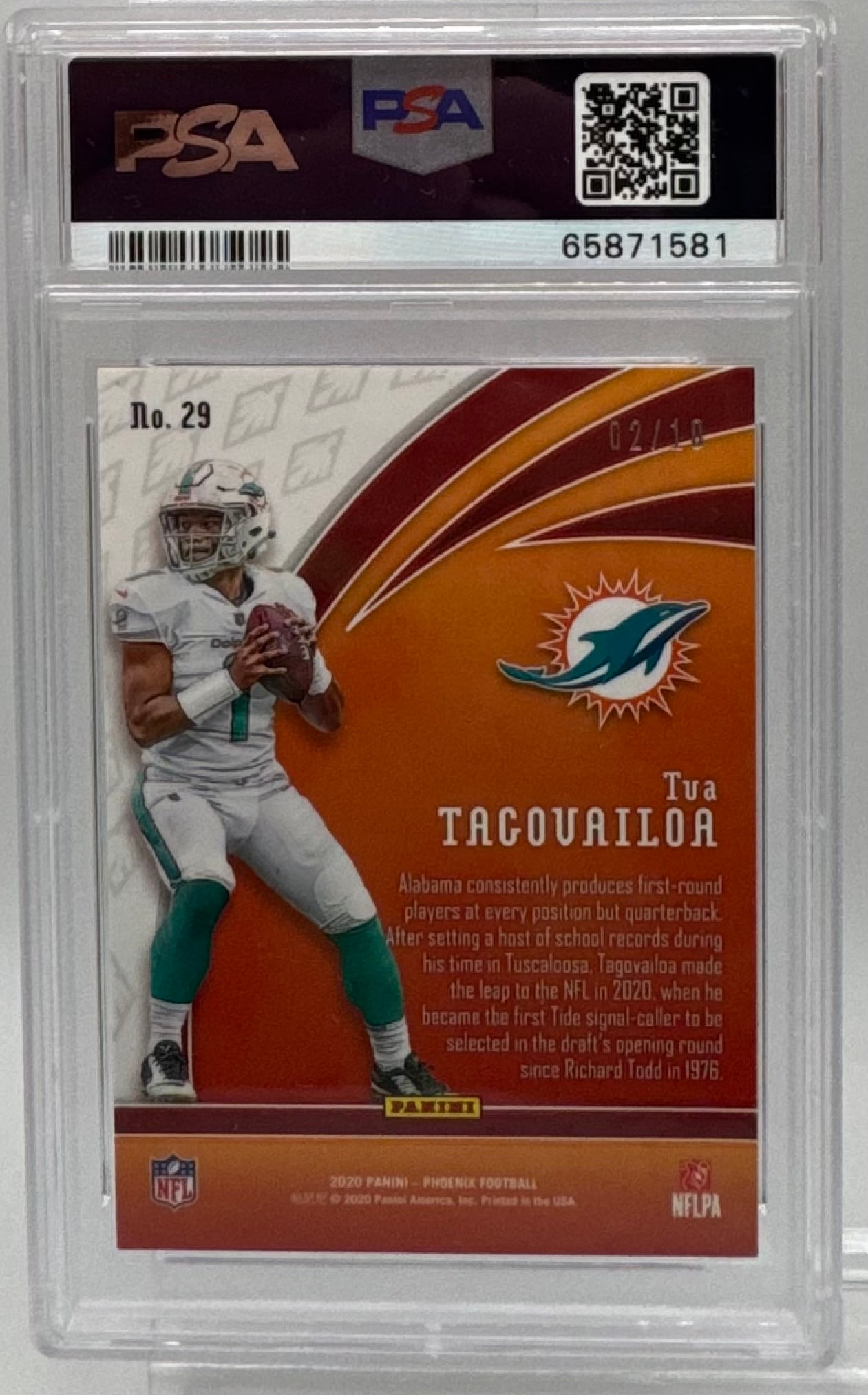 2020 Panini Phoenix "Flame Throwers" Black #29 Tua Tagovailoa /10 - 2