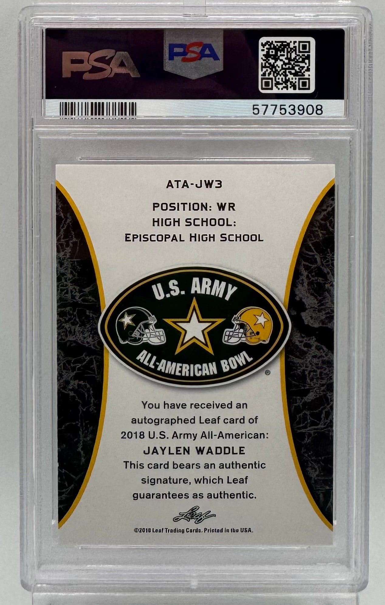 2018 Leaf Metal US Army Jaylen Waddle ROOKIE AUTO - PSA 10 Gem Mint - 2