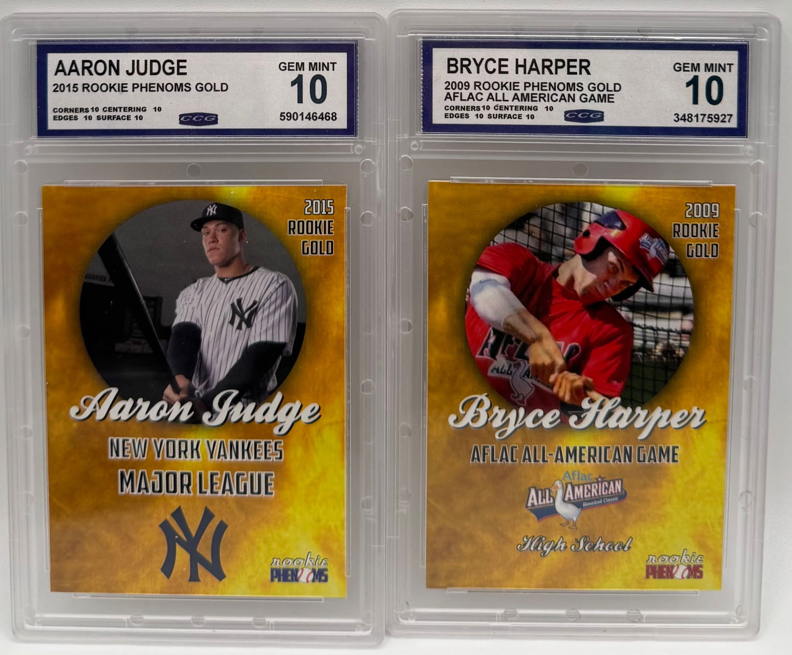Aaron Judge & Bryce Harper Rookie Phenoms Gold Edition - CCG 10 Gem Mint (1 of 2)