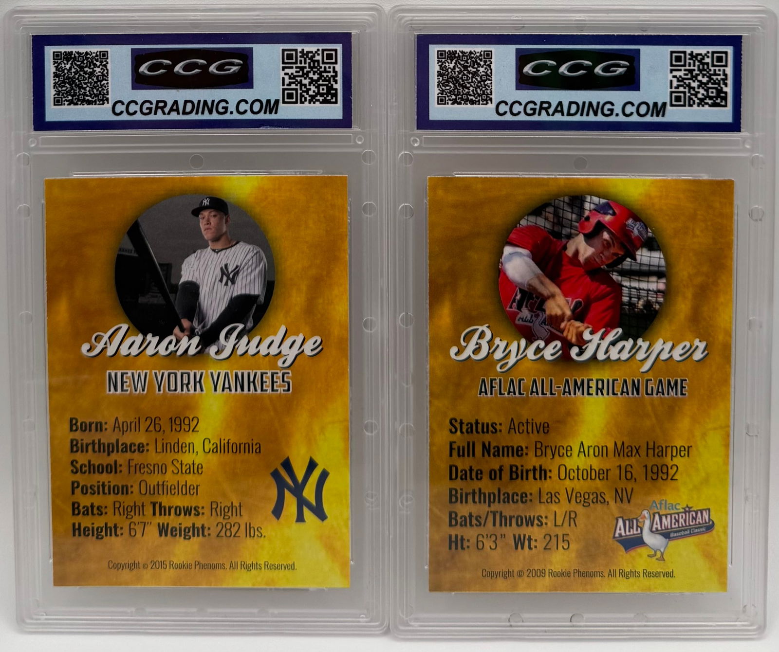 Aaron Judge & Bryce Harper Rookie Phenoms Gold Edition - CCG 10 Gem Mint - 2