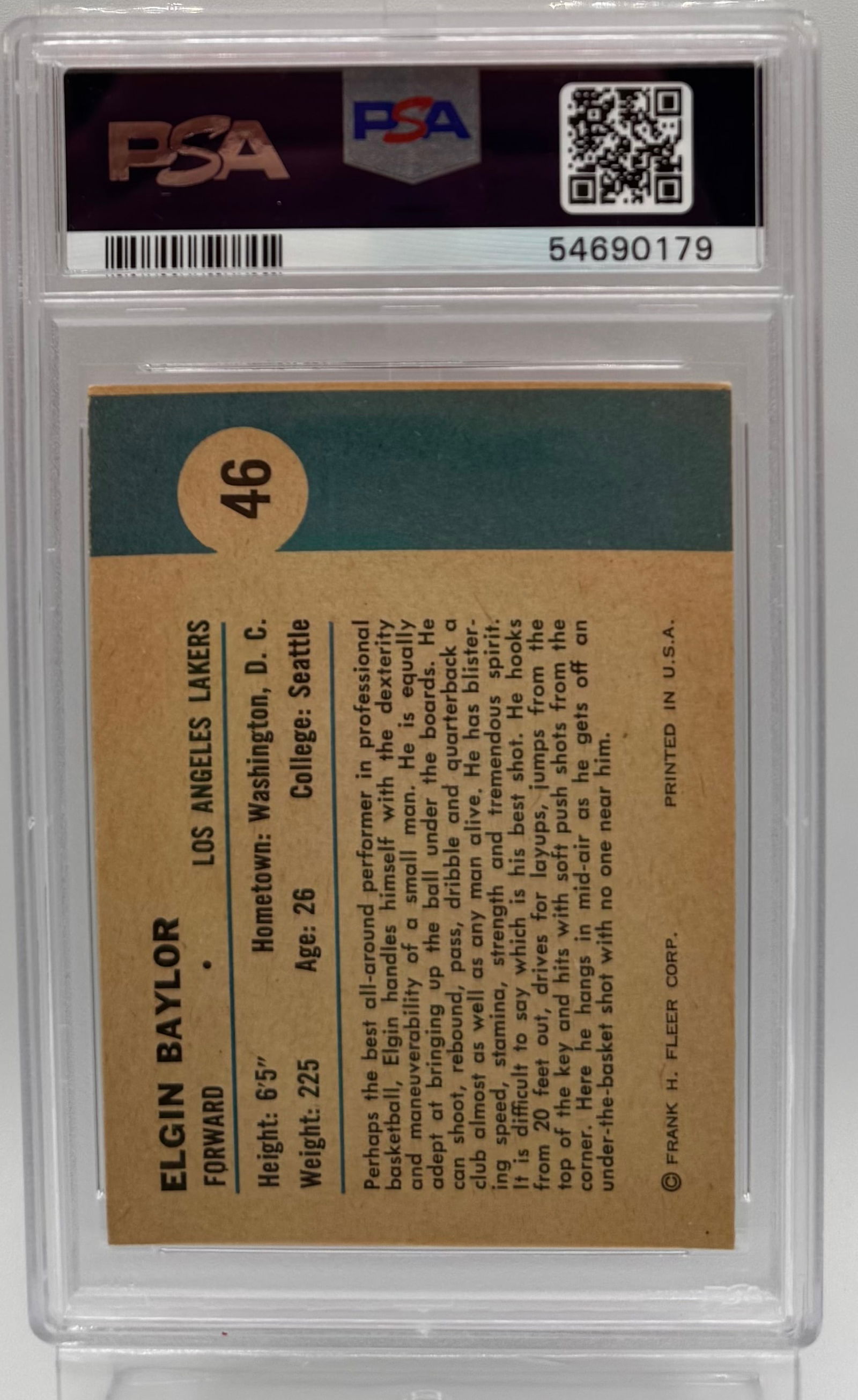 1961 Fleer Elgin Baylor "In Action" Rookie Era - 2