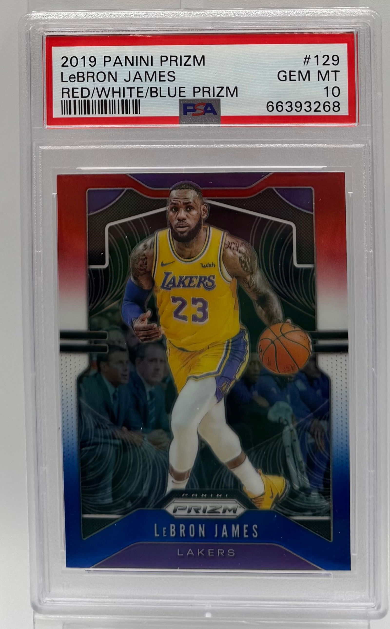 2019 Panini Prizm LeBron James #129 - Red White Blue Prizm - PSA 10 Gem Mint (1 of 2)