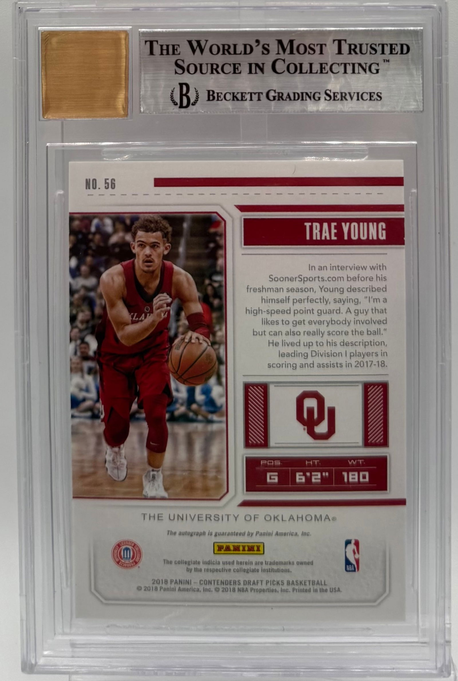 2018-19 Contenders Draft Picks Trae Young ROOKIE AUTO - BGS 9 / 10 Auto - 2