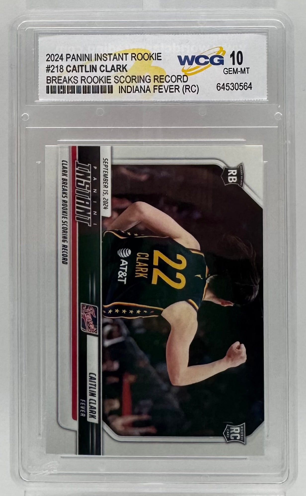 2024 Panini Instant #218 Caitlin Clark Rookie Scoring Record RC - WCG Graded Gem MT 10 (1 of 2)