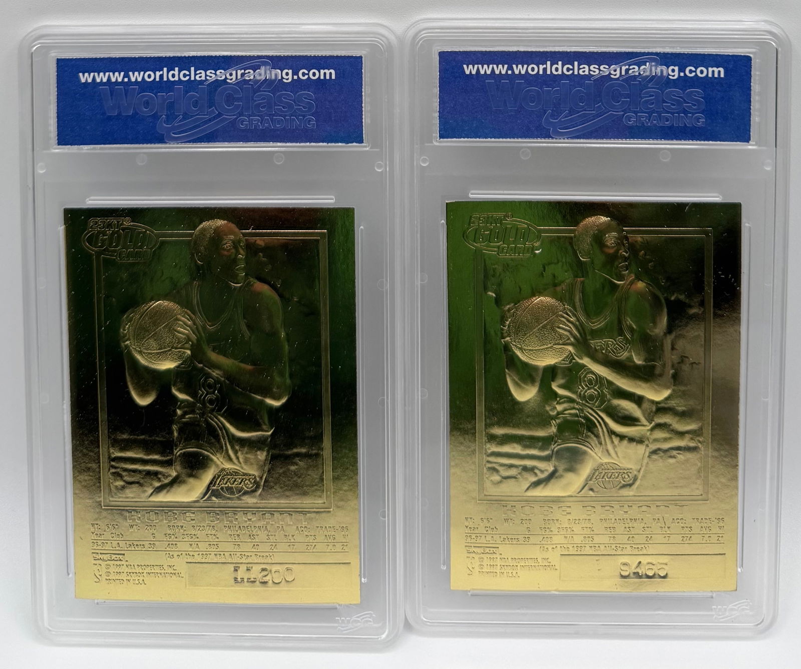 (2) 1996-97 Skybox EX-2000 Kobe Bryant Rookie 23KT Gold Cards - WCG 10 - 2