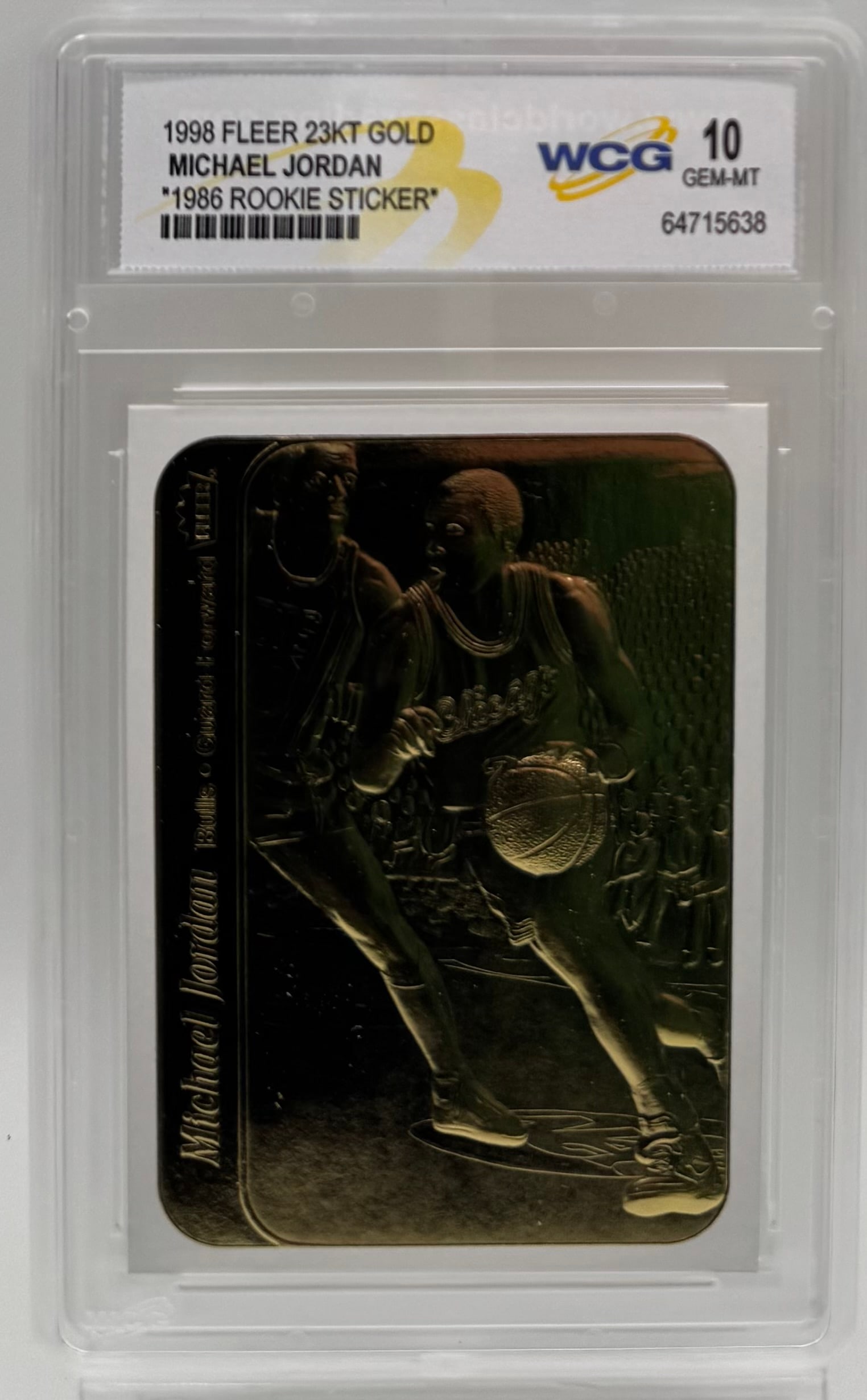 1998 Fleer 23KT Gold Michael Jordan "1986 Rookie Sticker" – WCG 10 GEM-MT (1 of 2)