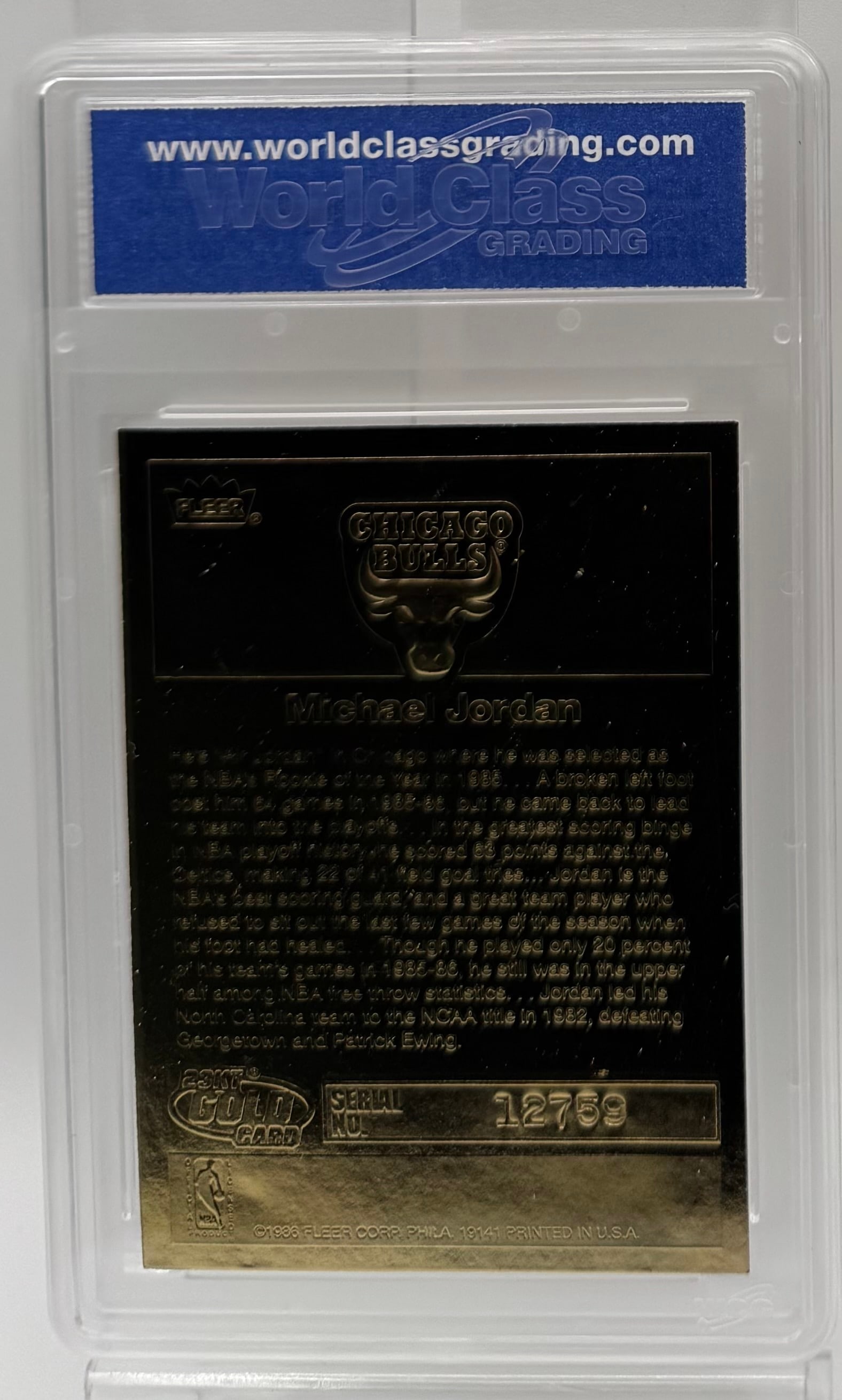 1998 Fleer 23KT Gold Michael Jordan "1986 Rookie Sticker" – WCG 10 GEM-MT - 2