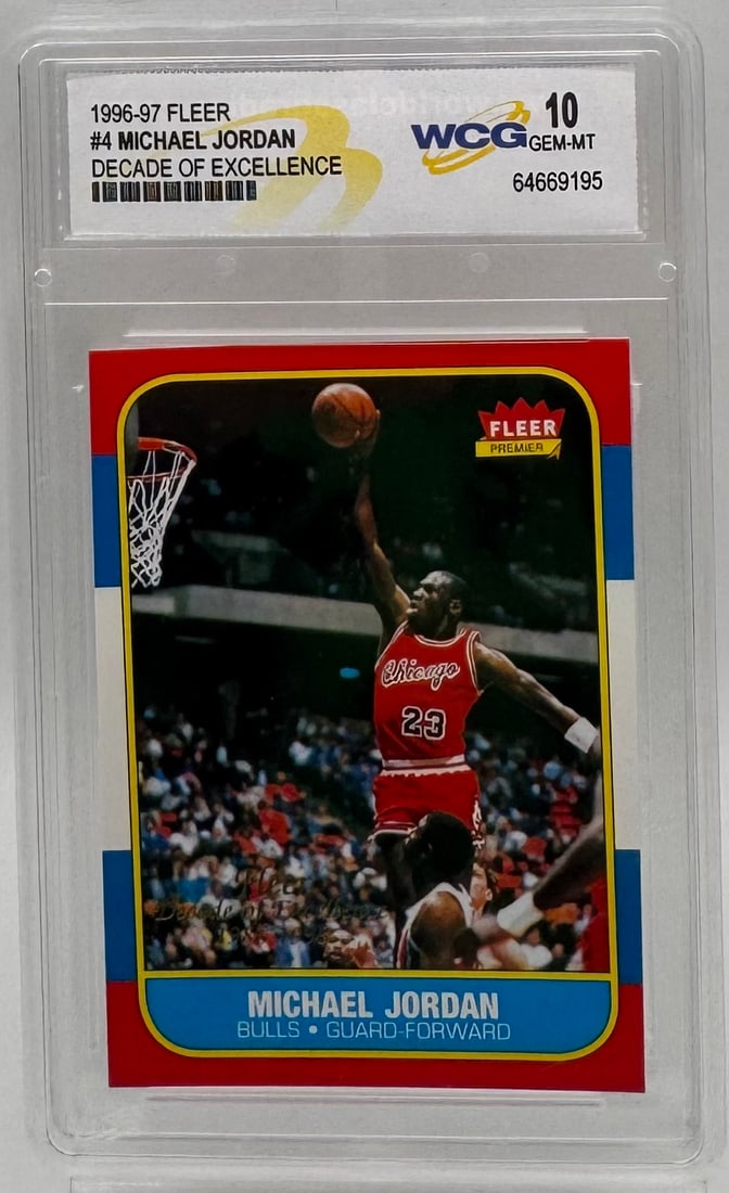 1996-97 Fleer #4 Michael Jordan "Decade of Excellence" – WCG 10 GEM-MT (1 of 2)