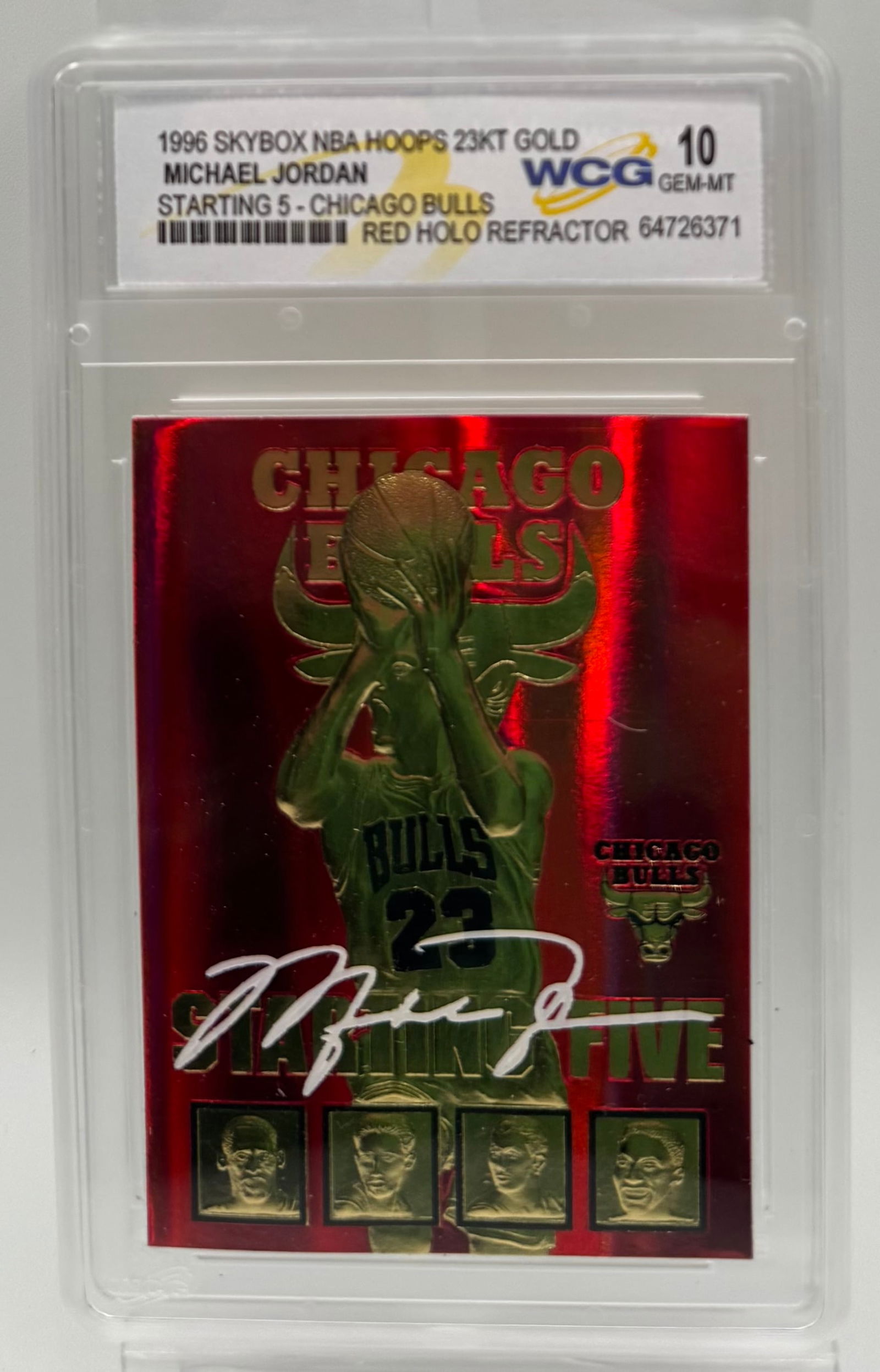 1996 SkyBox NBA Hoops "Starting 5" Michael Jordan – Red Holo Refractor – WCG 10 (1 of 2)