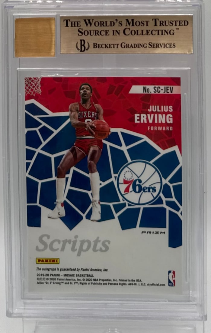 2019-20 Panini Mosaic Julius Erving "Scripts" On-Card Auto – BGS 9.5 Gem Mint (Auto 10) - 2