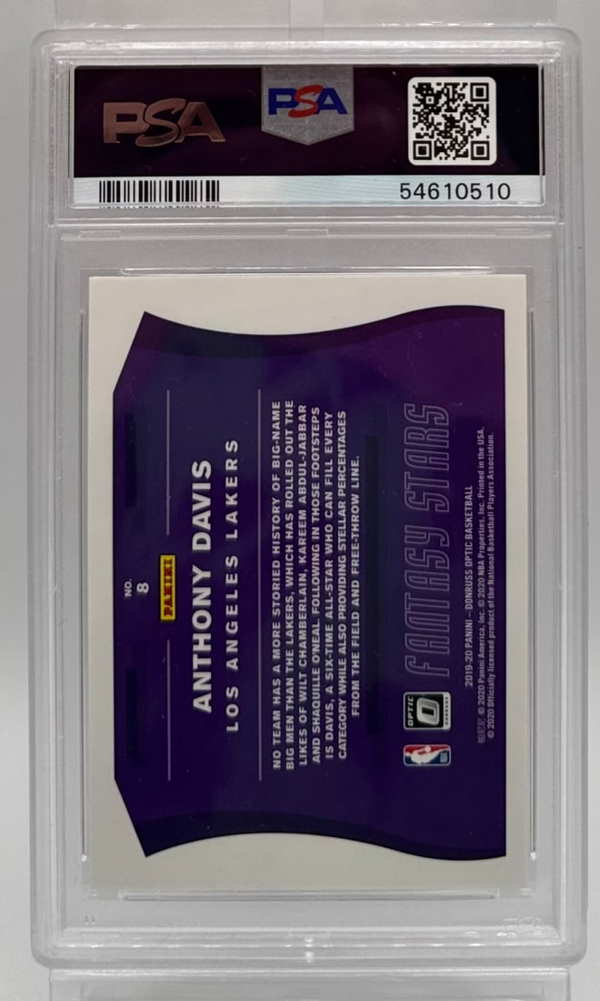 2019 Donruss Optic Anthony Davis "Fantasy Stars" Holo Prizm #8 – PSA 10 Gem Mint - 2