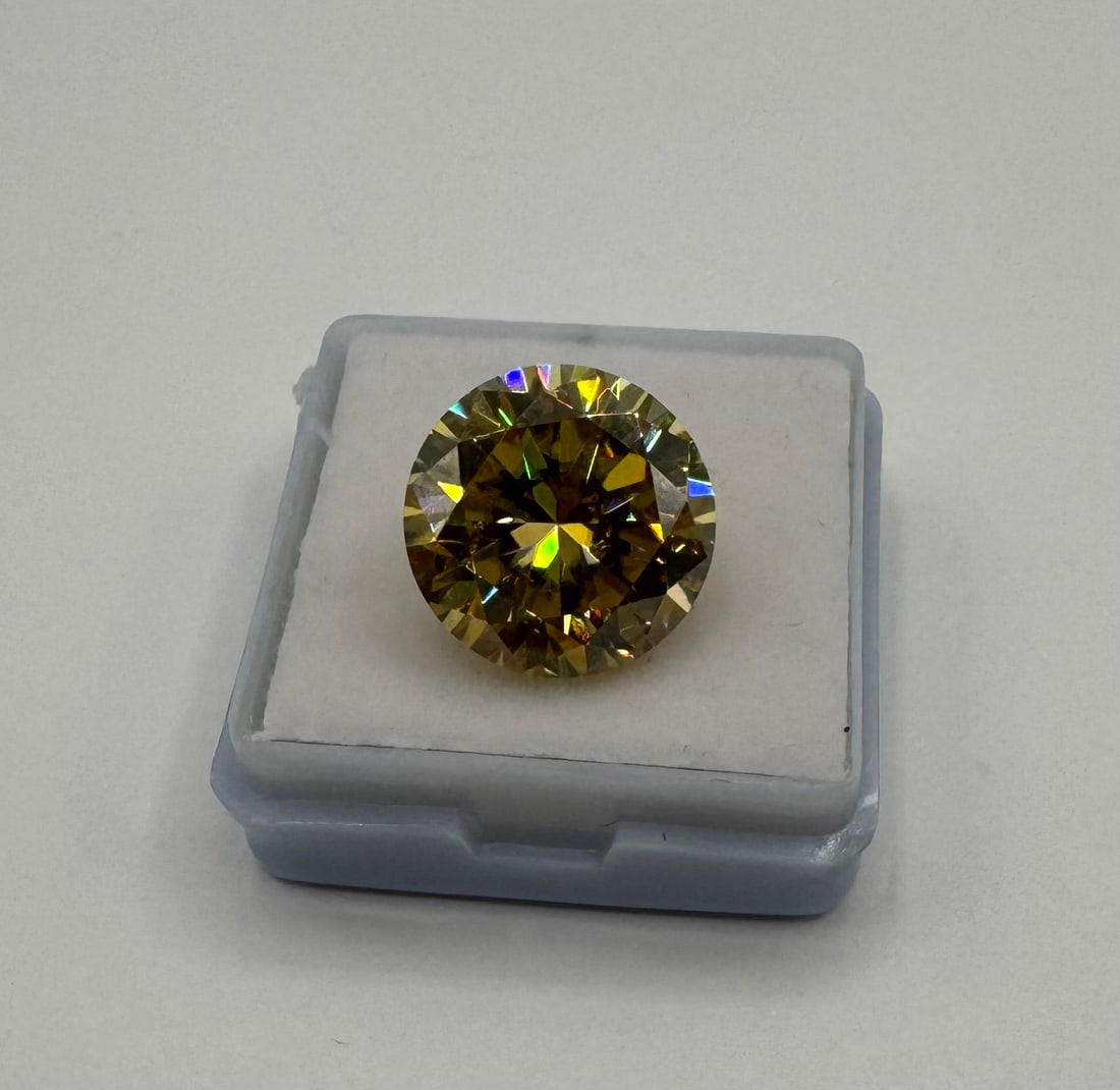 10.00 CT Round Brilliant Moissanite - Vivid Lemon Yellow - GRA Certified - 2