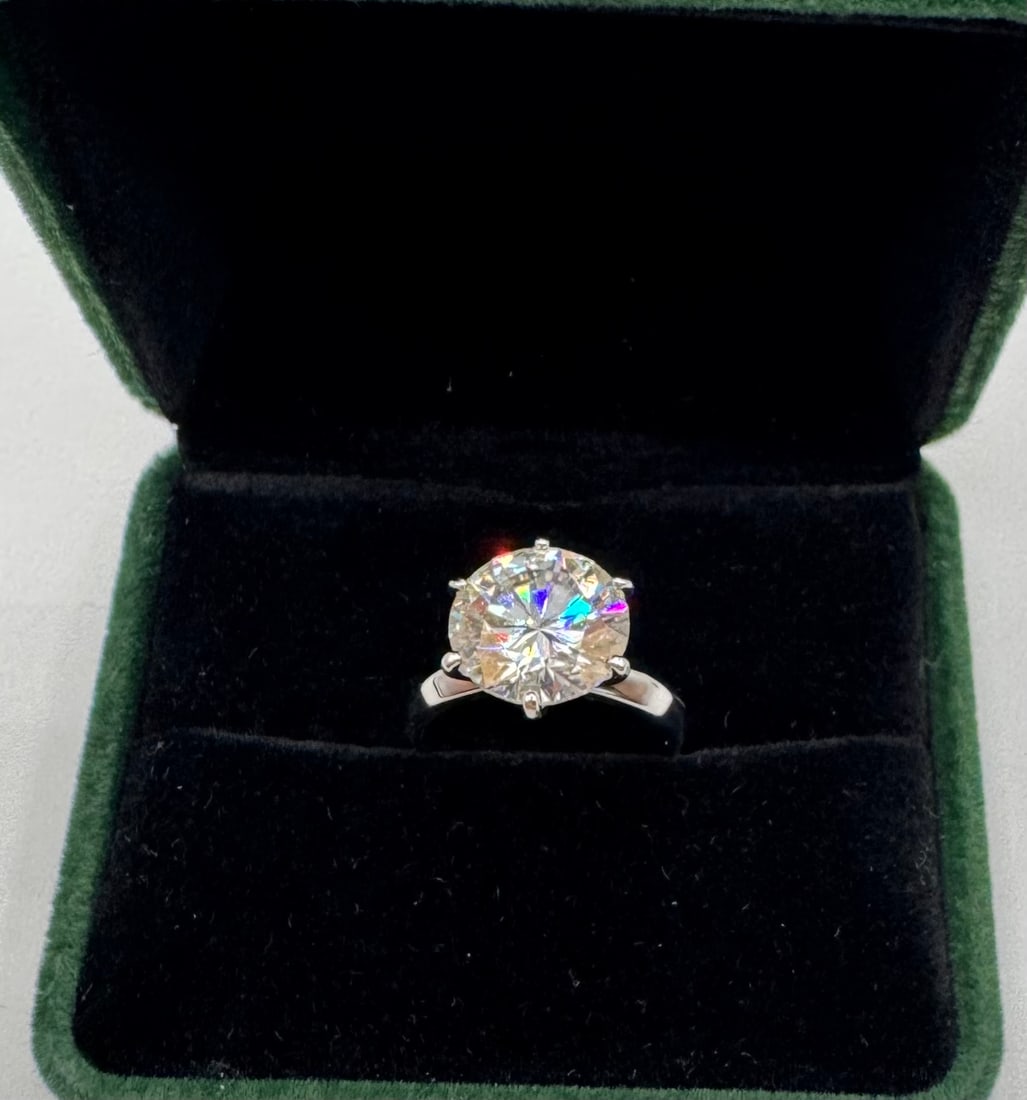 5.00 CT Round Brilliant Moissanite Classic Solitaire - 18K White Gold Plated - 2