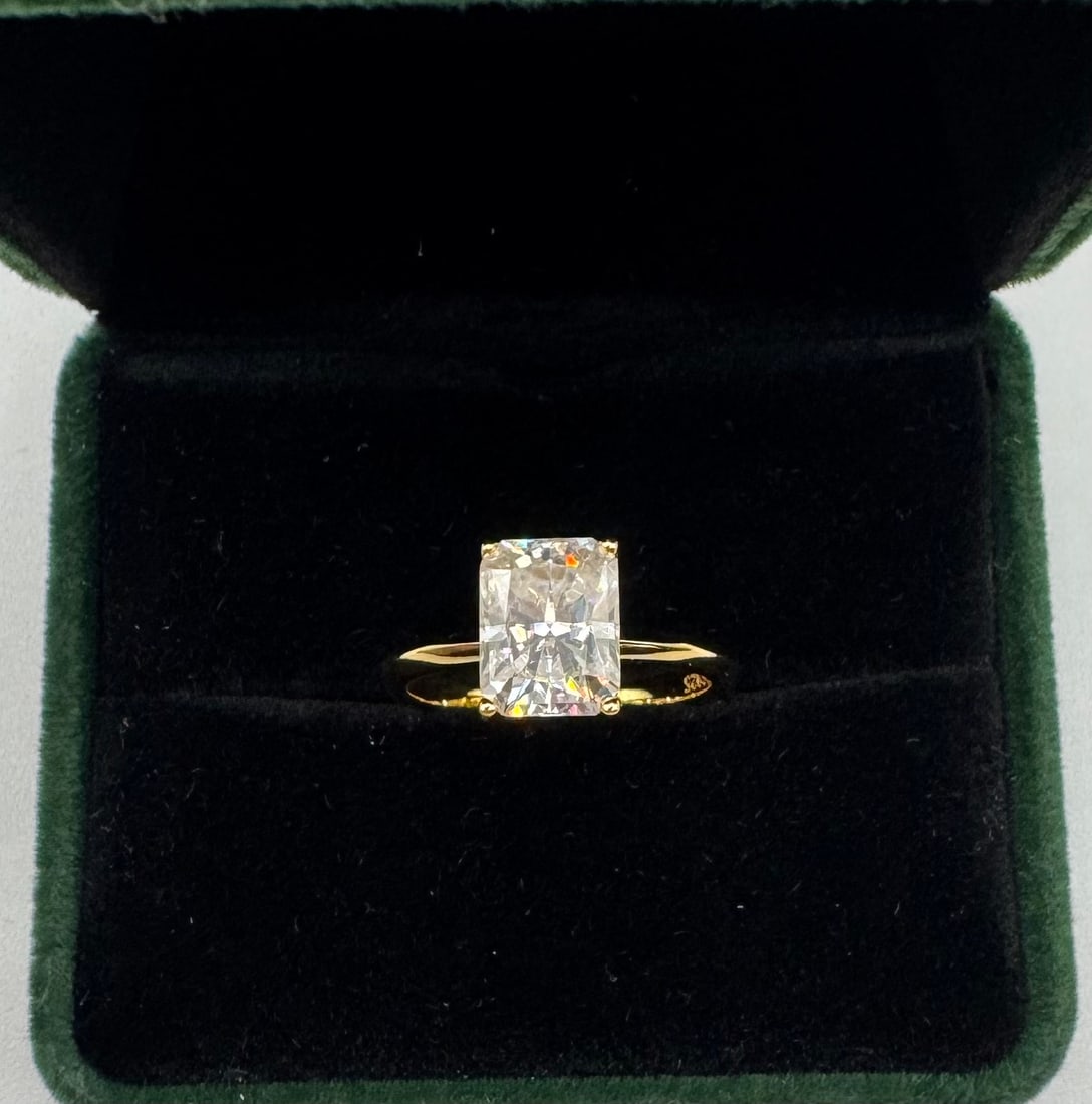 3.00 CT Radiant Cut Moissanite Solitaire - 18K Yellow Gold Plated - 2