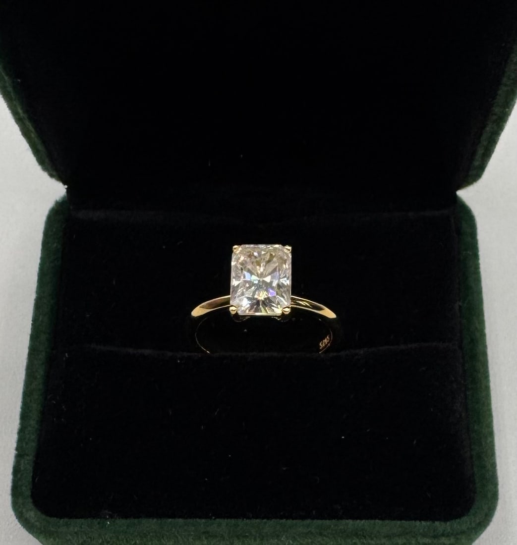 3.00 CT Radiant Cut Moissanite Solitaire - 18K Yellow Gold Plated - 3