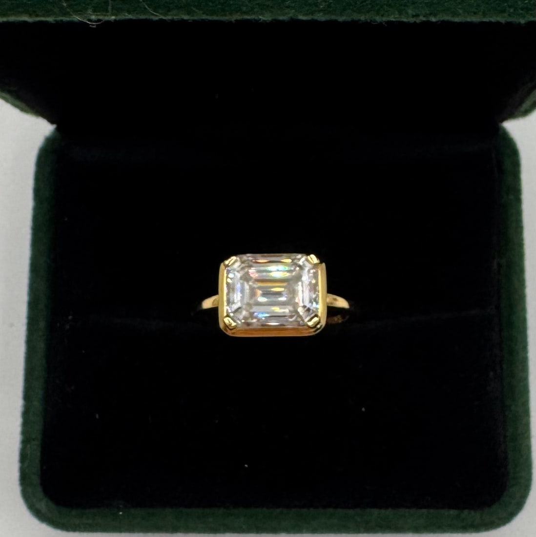 4.00 CT Emerald Cut Moissanite Solitaire - 18K Yellow Gold Plated (1 of 3)