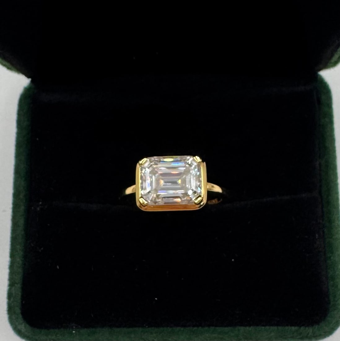 4.00 CT Emerald Cut Moissanite Solitaire - 18K Yellow Gold Plated - 2