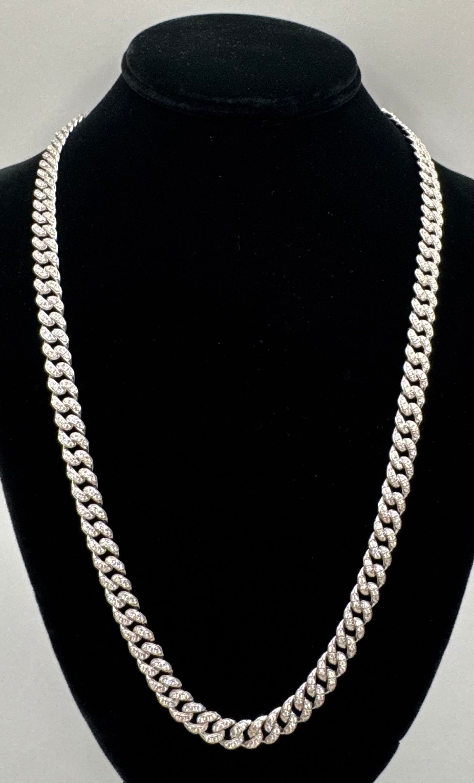 24" Moissanite Miami Cuban Link Chain - 18K White Gold Plated Sterling Silver - 2