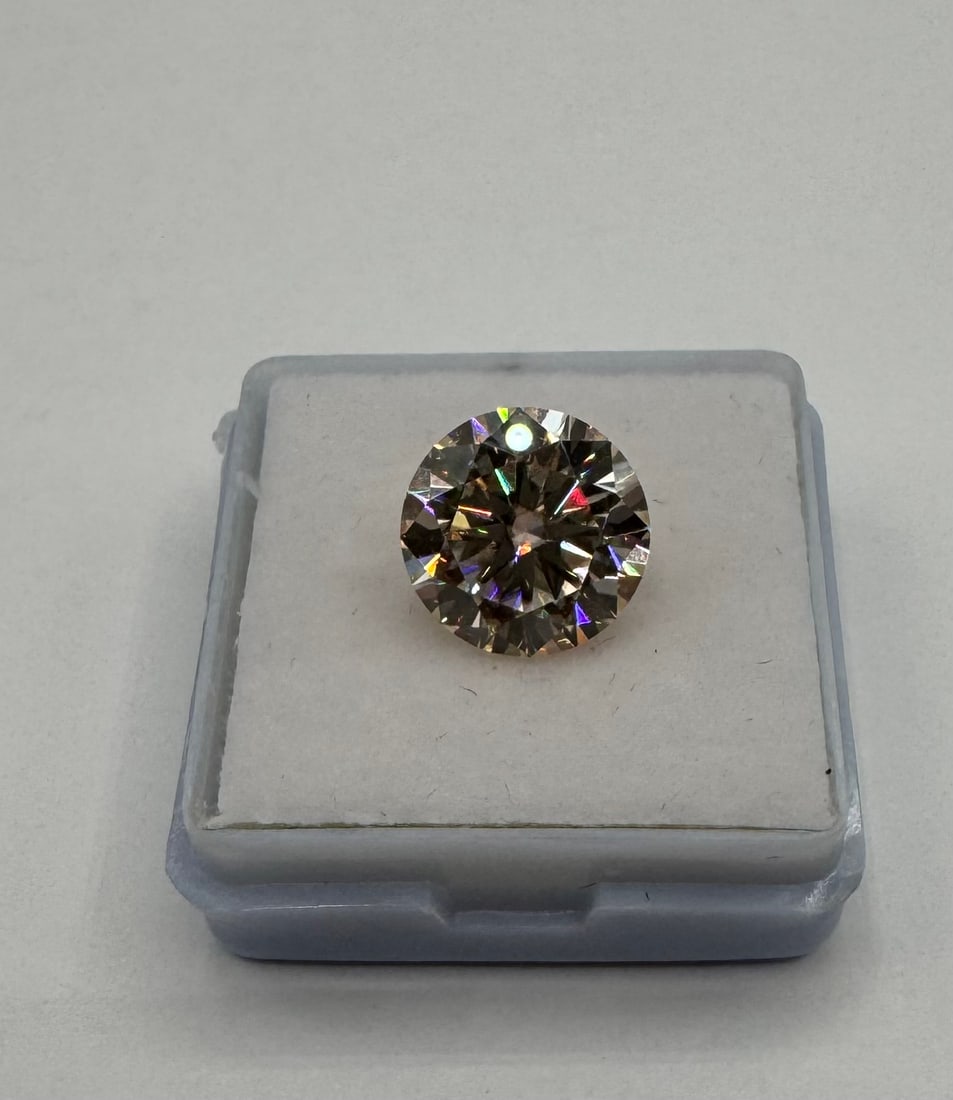 5 Carat Round Light Yellow Moissanite | VVS1 Clarity | Diamond Tester Positive - 2