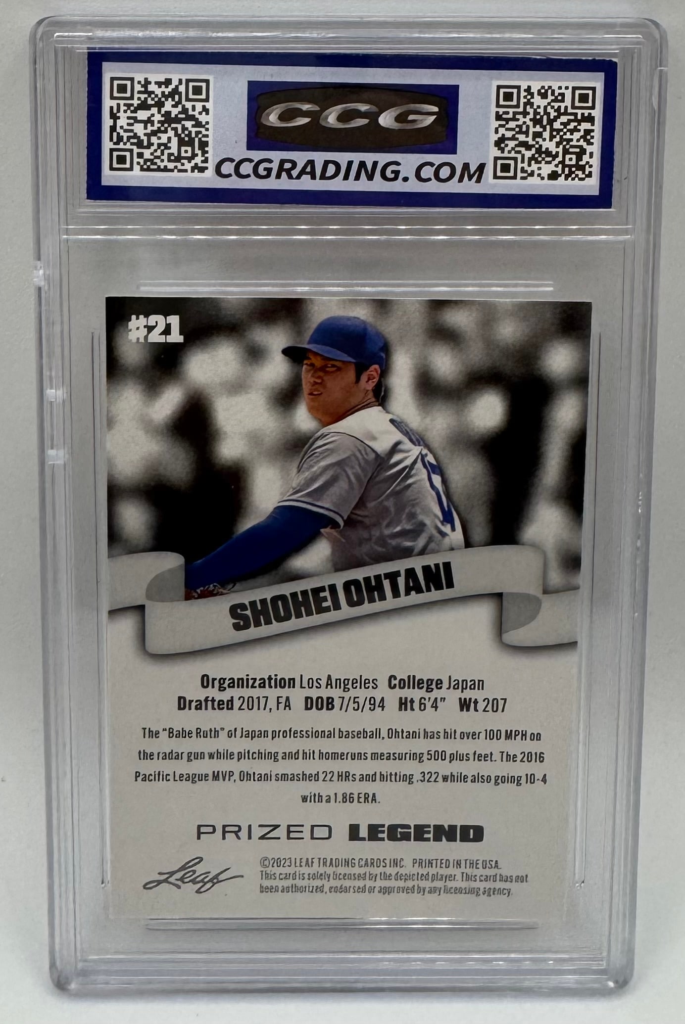 Shohei Ohtani 2023 Leaf "Prized Legend" #21 - CCG 10 Gem Mint - 2