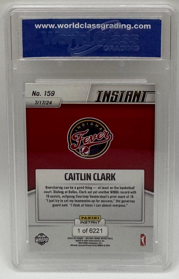 2025 Caitlin Clark Rookie WNBA Single-Game Assists Record - WCG 10 - 2