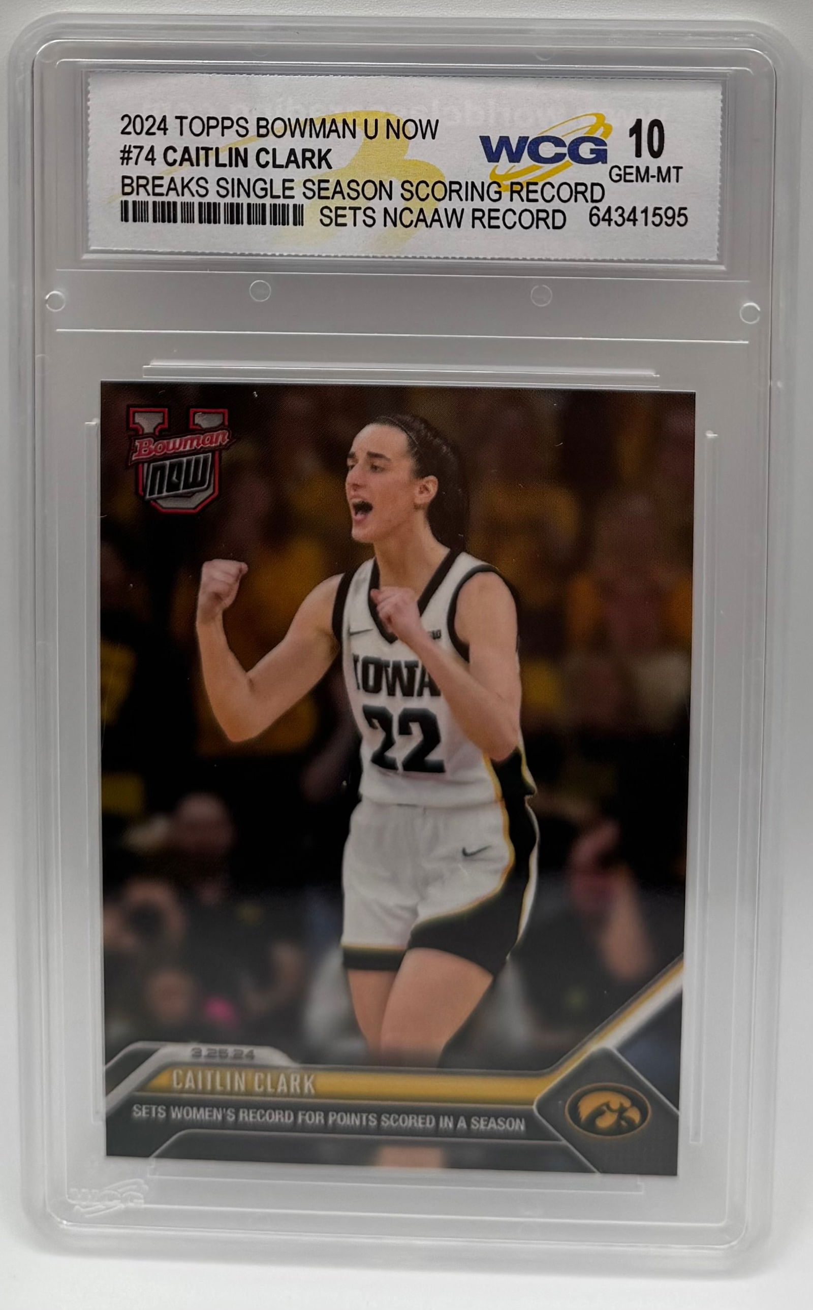 Caitlin Clark 2024 Topps Bowman U Now #74 - NCAA Single Season Scoring Record - WCG 10 (1 of 2)