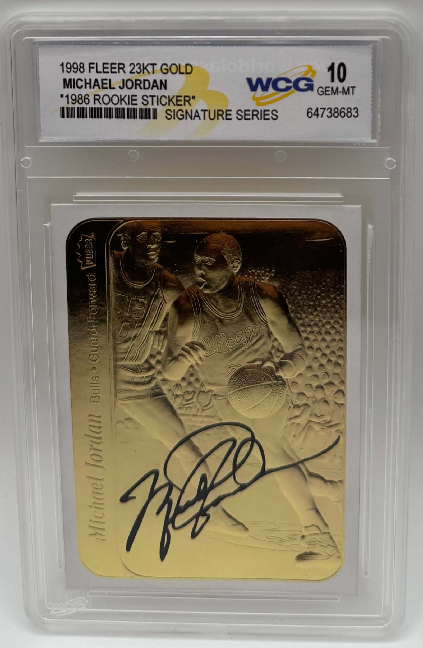 Michael Jordan 1998 Fleer 23KT Gold 1986 Rookie Sticker - Signature Series - WCG 10 (1 of 2)