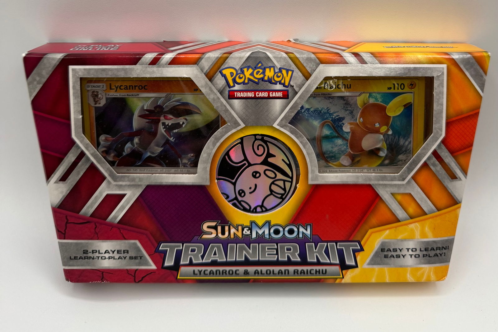 Pokémon TCG: Sun & Moon Trainer Kit - Lycanroc & Alolan Raichu - Factory Sealed (2017): A complete, factory-sealed step-by-step Trainer Kit designed to teach two players the fundamentals of the Pokémon TCG. This kit features two 30-card decks that can be played against each other or