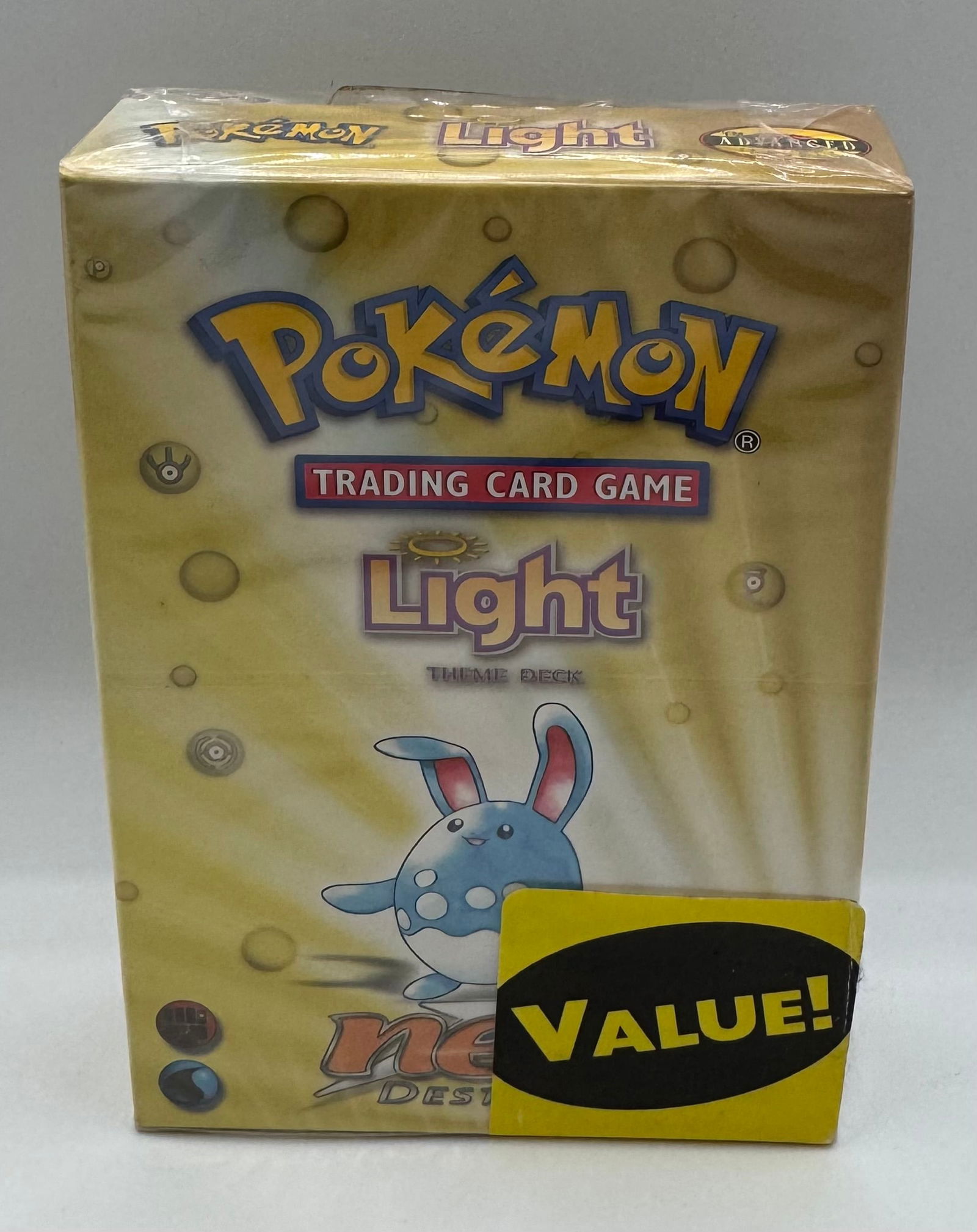 Pokémon Neo Destiny Light Theme Deck Sealed: Set: Neo Destiny • Status: Sealed / New Old Stock • Key Pokémon: Azumarill (Light Pokémon) • Details: From the final set of the legendary Neo series, this "Light" theme