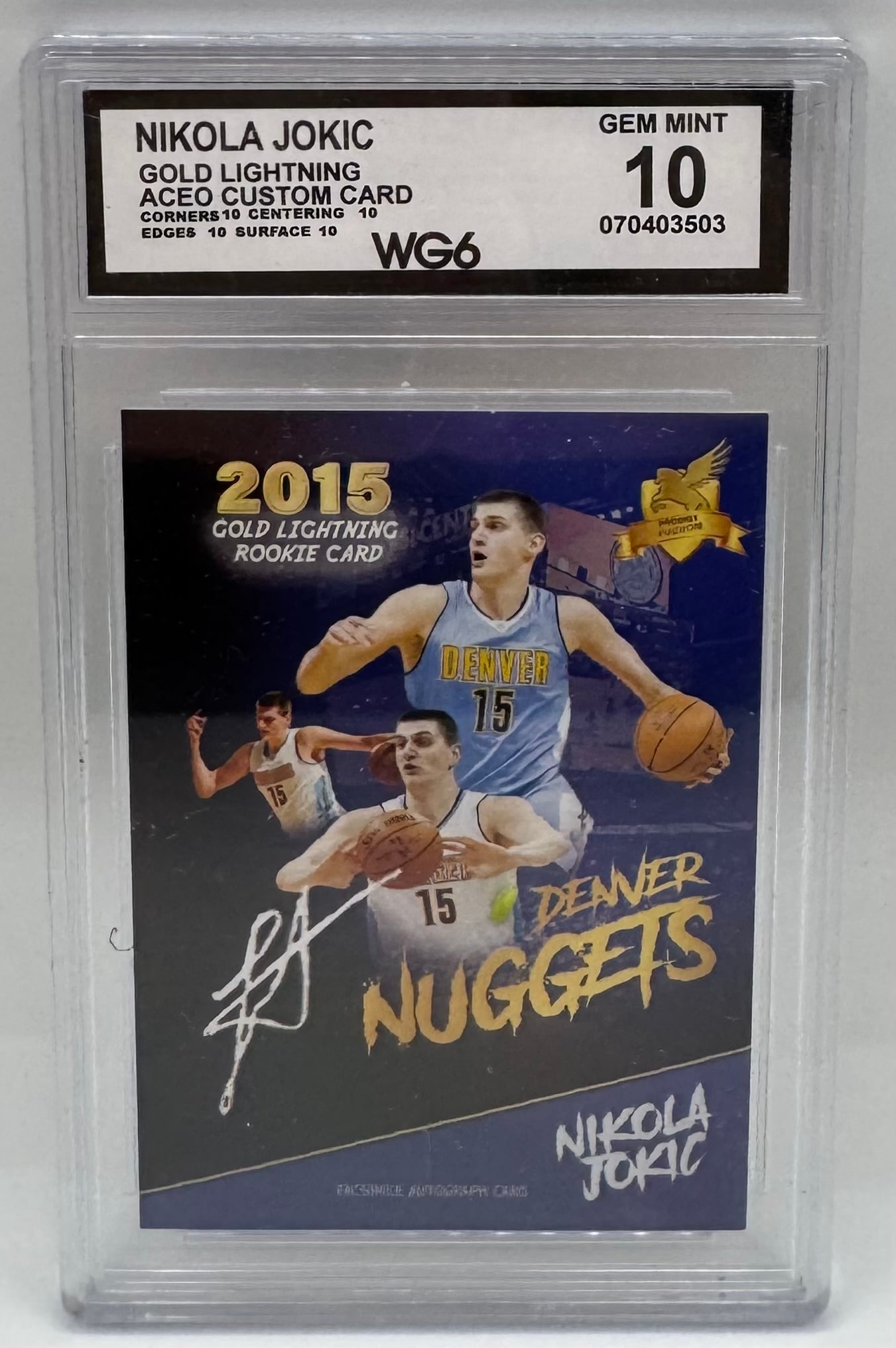Nikola Jokic 2015 Gold Lightning ACEO Custom Rookie Card - Gem Mint 10 (1 of 2)