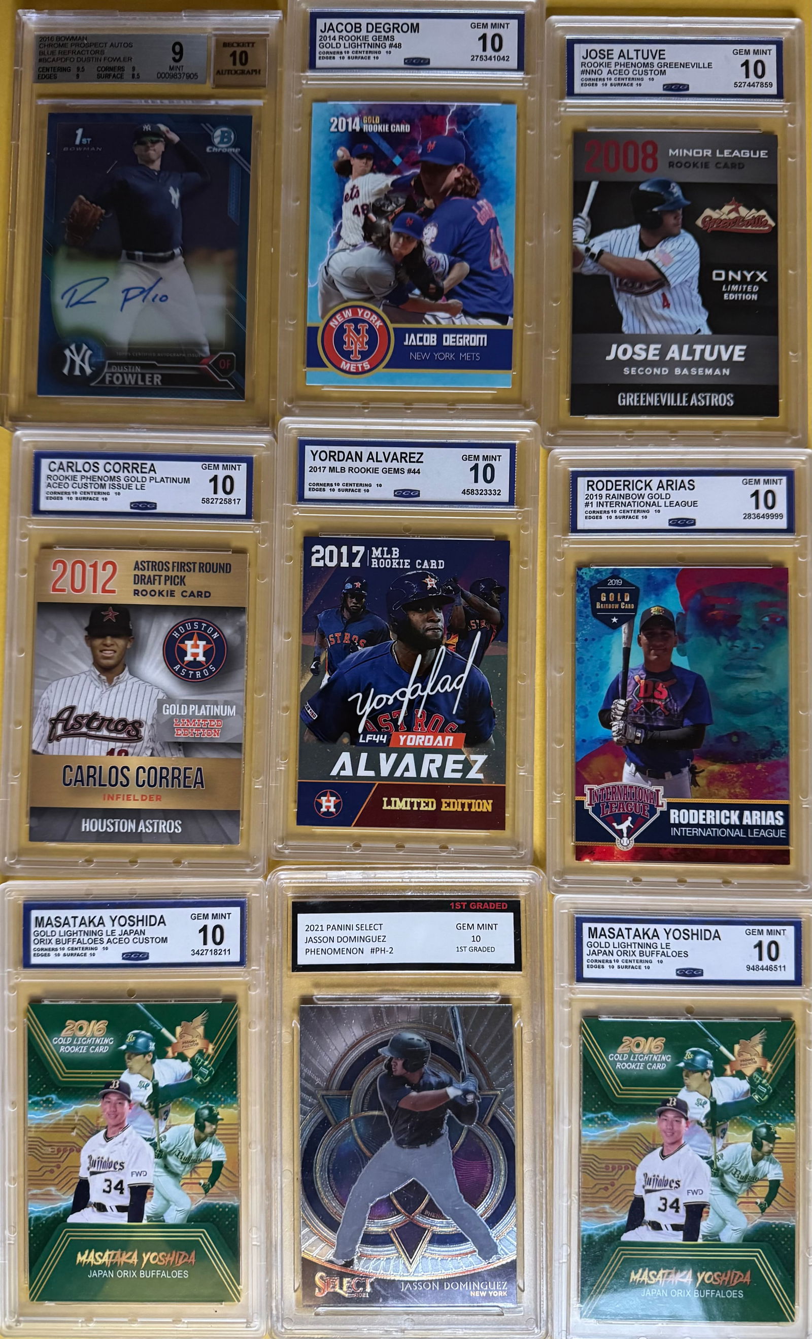 (9) Card Baseball Lot - Degrom, Altuve, Alvarez - All Graded Gem Mint 10 (1 of 1)