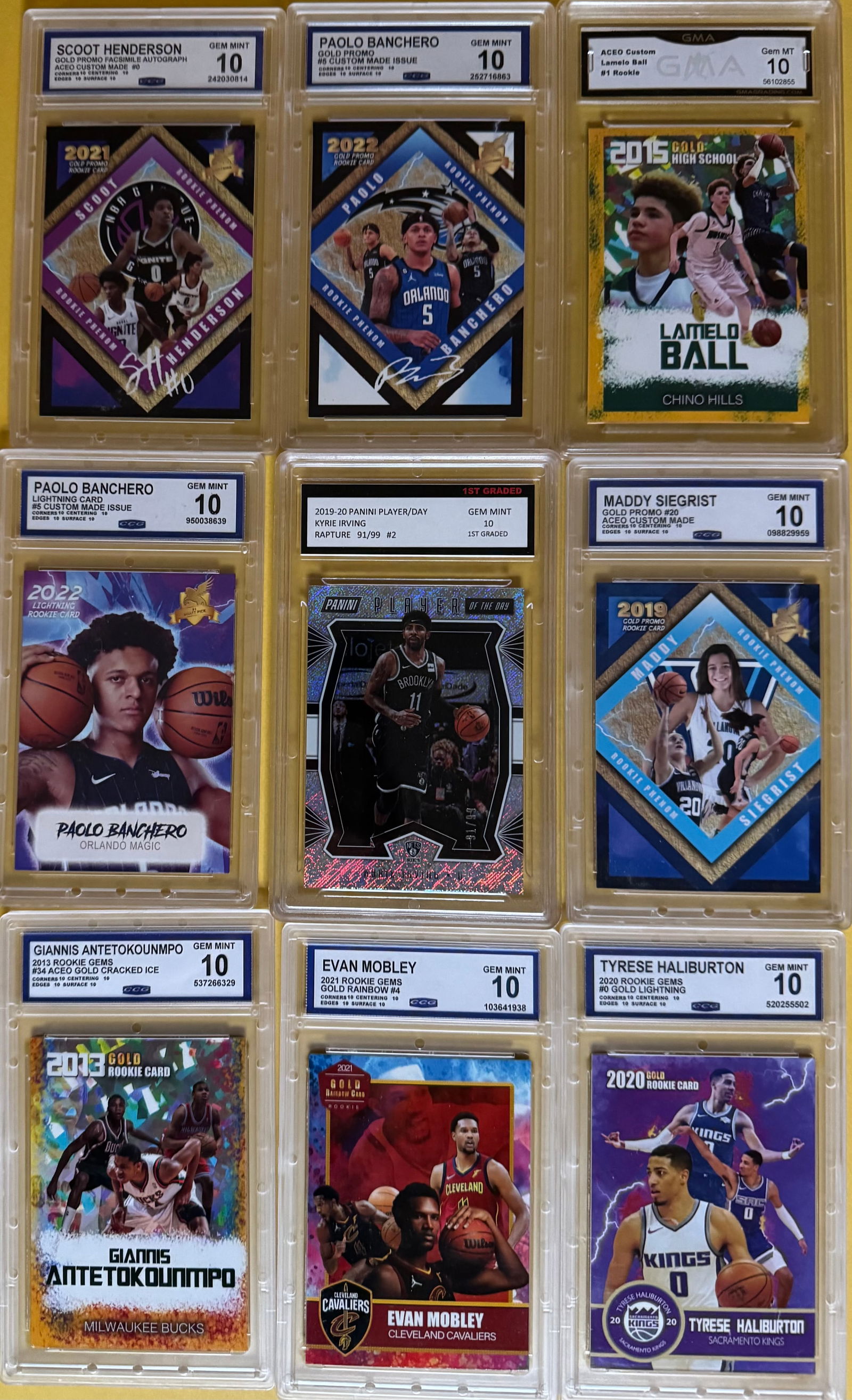 (9) Card Basketball Lot - Giannis, Banchero, LaMelo Ball - All Graded Gem Mint 10 (1 of 1)
