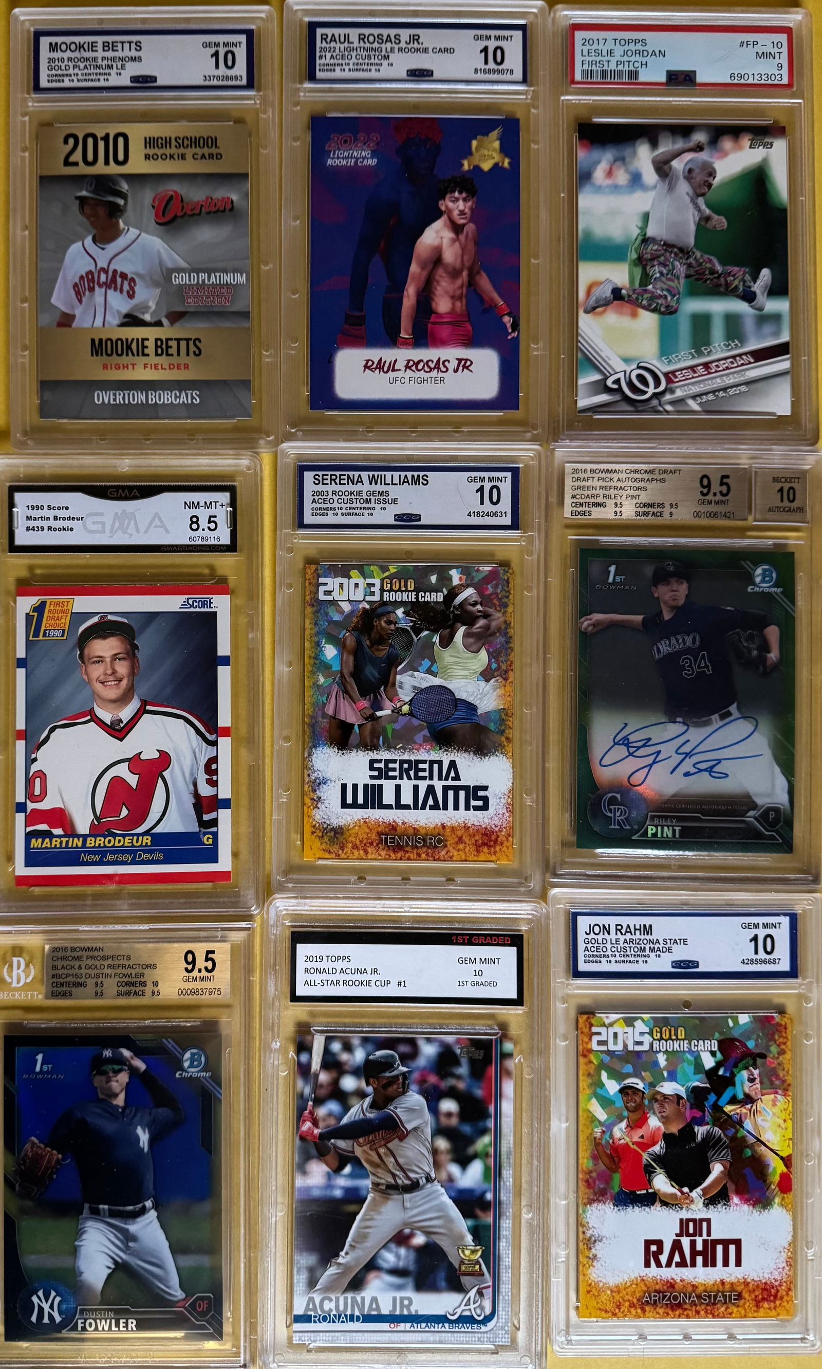 (9) Multi-Sport Card Lot - Serena Williams, Ronald Acuna Jr., Mookie Betts (1 of 1)