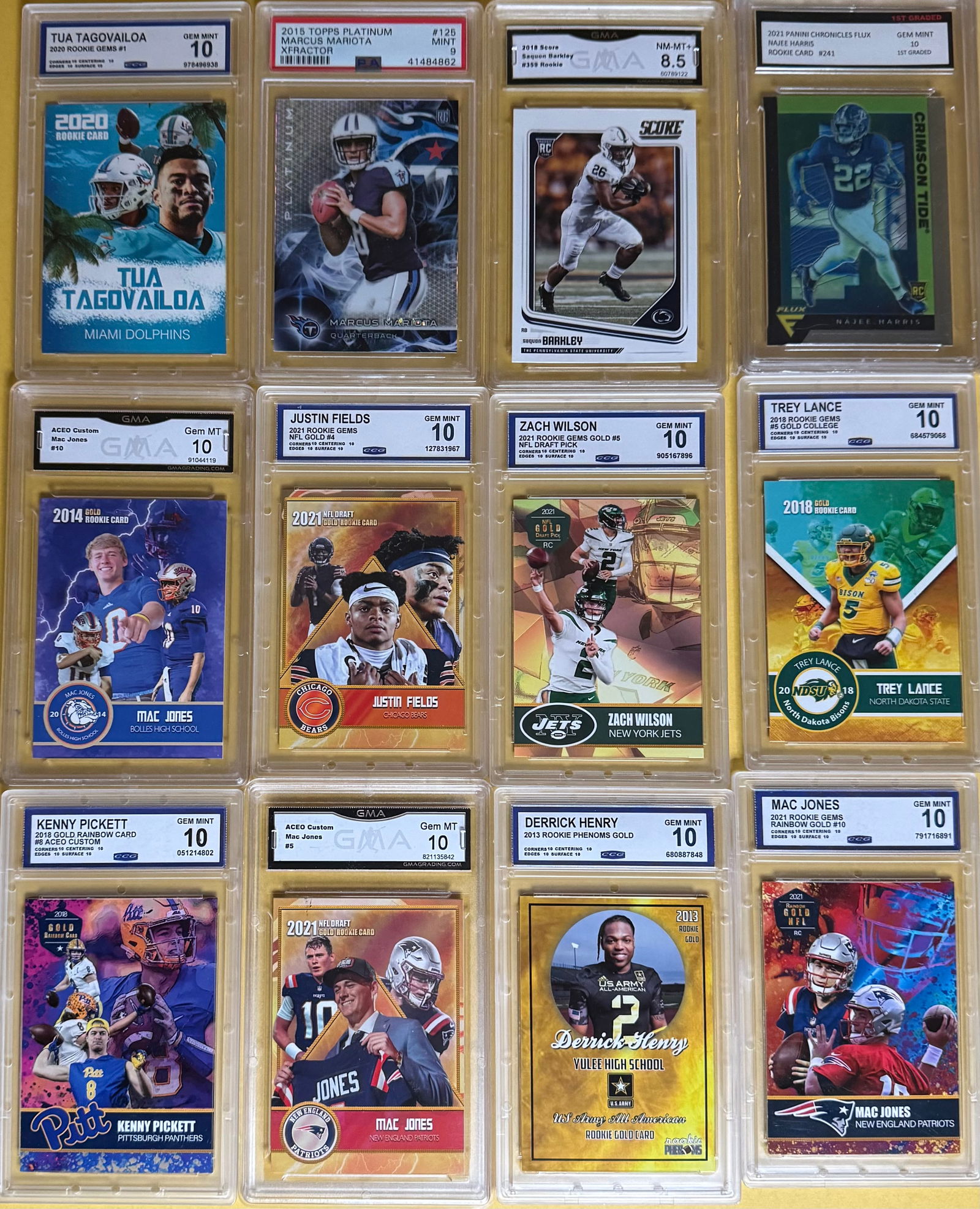 12-Card NFL Graded Lot - Tua Tagovailoa, Derrick Henry, Justin Fields - Gem Mint 10s (1 of 1)