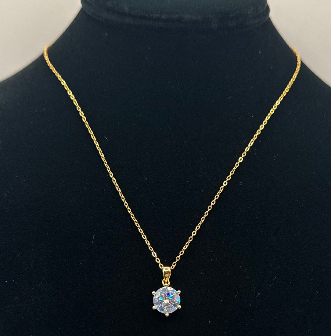 4.00ct Round Brilliant Cut Moissanite Pendant Necklace - 18K Gold over .925 Silver - GRA Certified - 2