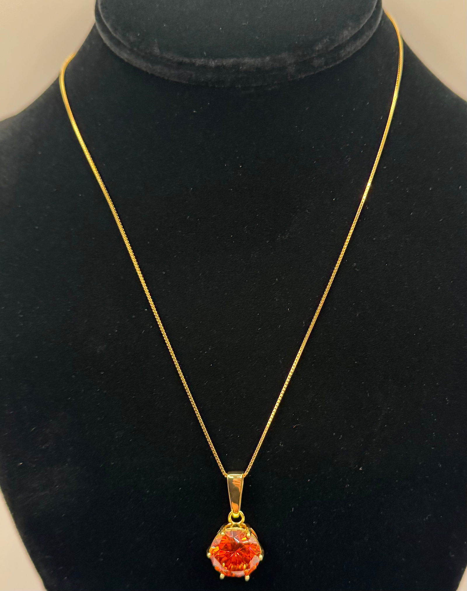 Rare 10.00ct Fancy Orange Moissanite Pendant - 18K Gold over Sterling Silver - GRA Certified - 2