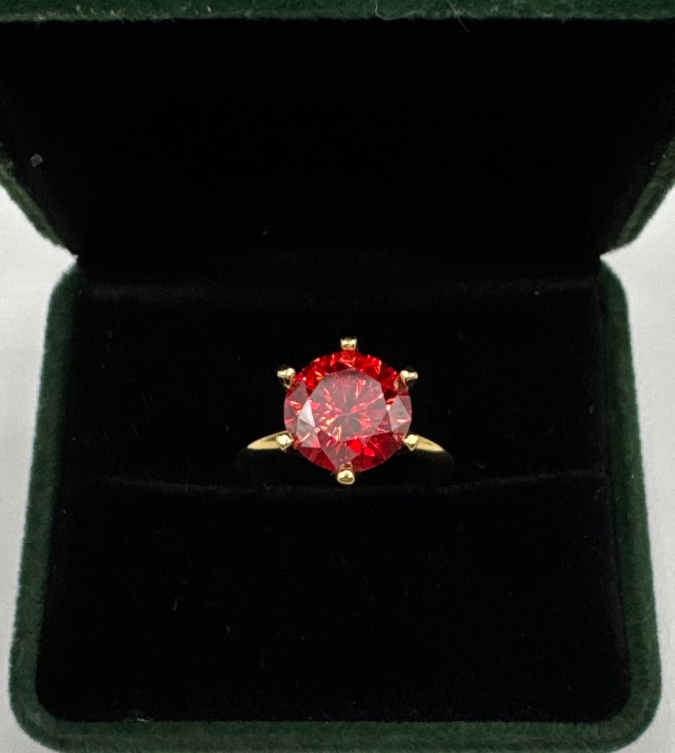 5.00 CTW Deep Red Moissanite Solitaire Ring - GRA Certified - 3