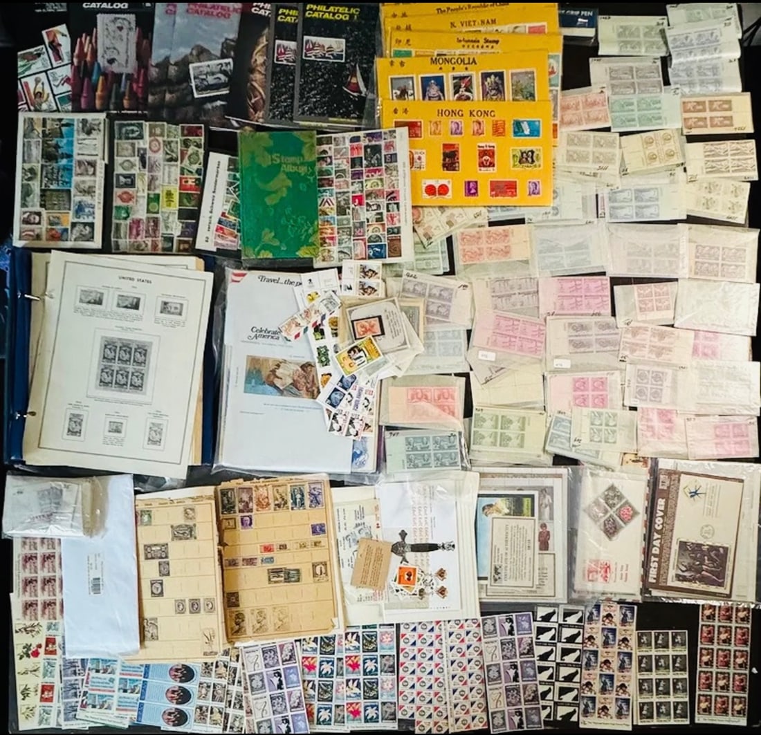 Large Estate Stamp Collection: Albums, Mint Sheets, & Global Philatelic Folders (1 of 1)
