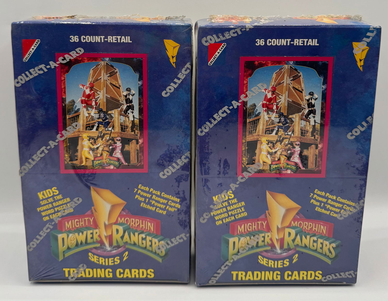 2x Mighty Morphin Power Rangers Series 2 Trading Card Boxes - Collect-A-Card 1994: Brand: Collect-A-Card • Year: 1994 • Series: Series 2 • Quantity: Two (2) full retail display boxes. • Box Count: 36 Packs per box. • Pack Details: Each pack