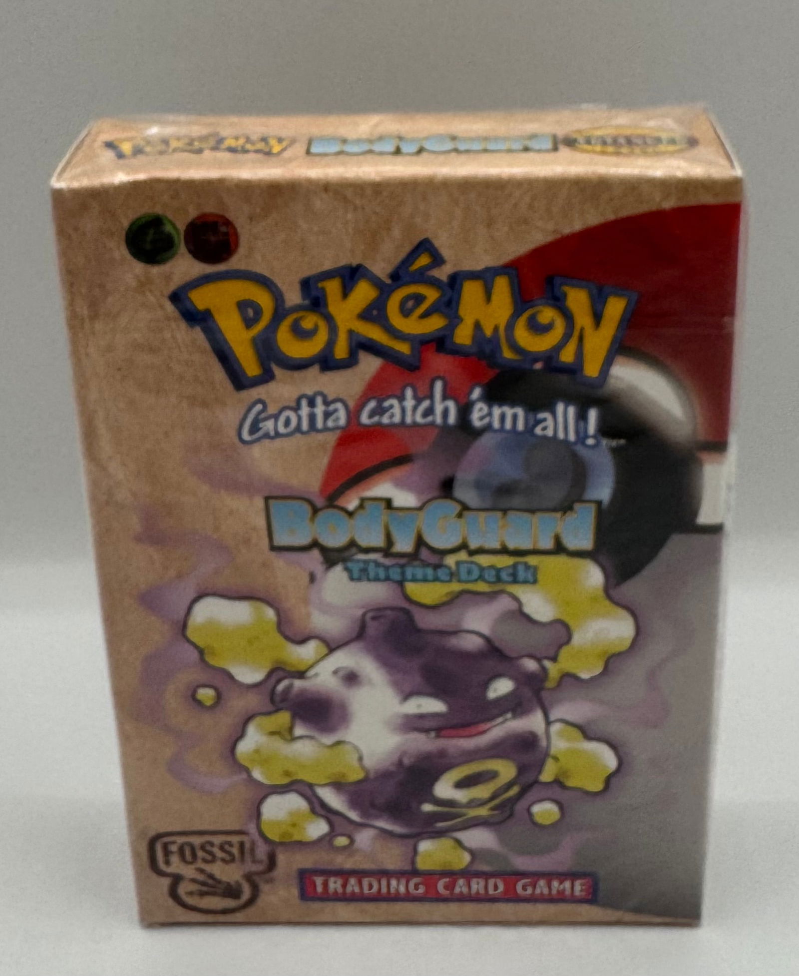 Sealed Pokémon Fossil BodyGuard Theme Deck: Original Pokémon Trading Card Game Fossil expansion theme deck titled BodyGuard.This deck features a Grass and Fighting-type theme, headlined by Weezing. The box is factory sealed in original
