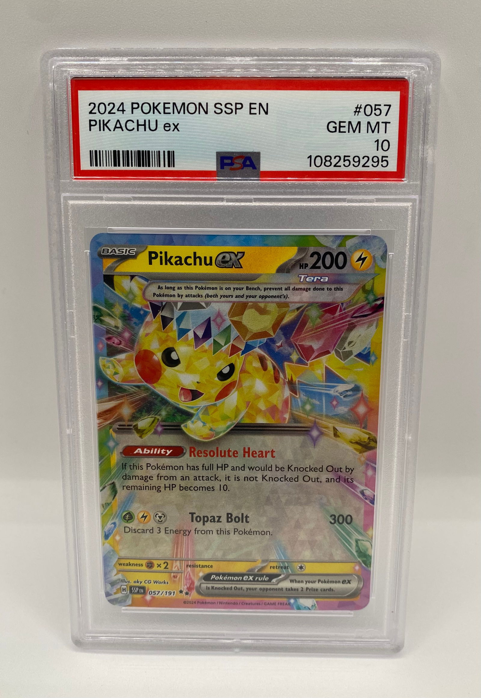 2024 Pokemon Surging Sparks Pikachu ex #057 - PSA 10 GEM MINT - Stellar Tera (1 of 2)