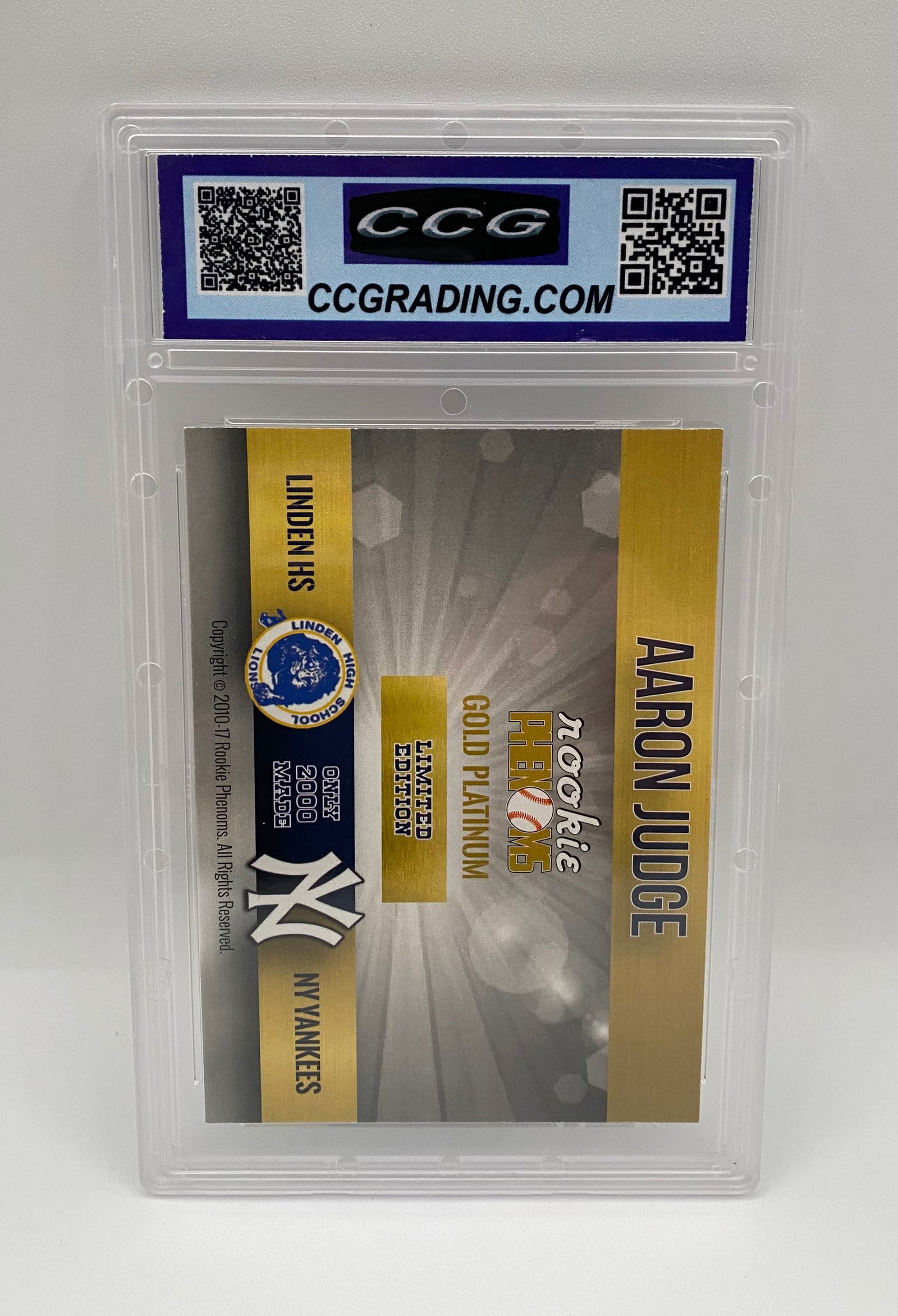 Aaron Judge 2010-2017 Rookie Phenoms Custom Gold Platinum Card - CCG Gem Mint 10 - 2