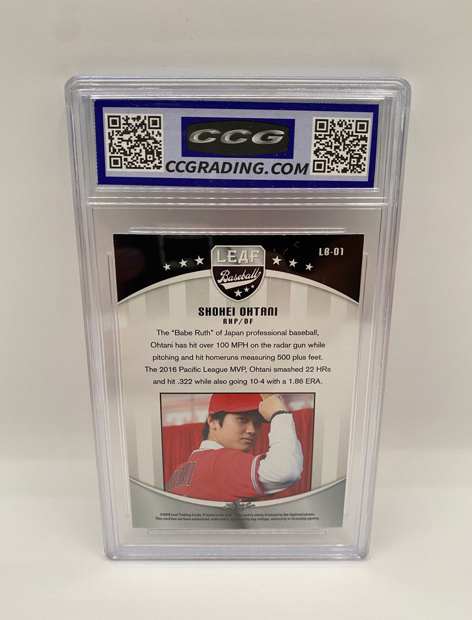 2018 Leaf #LB01 Shohei Ohtani Rookie Card CCG 10 Gem Mint - 2