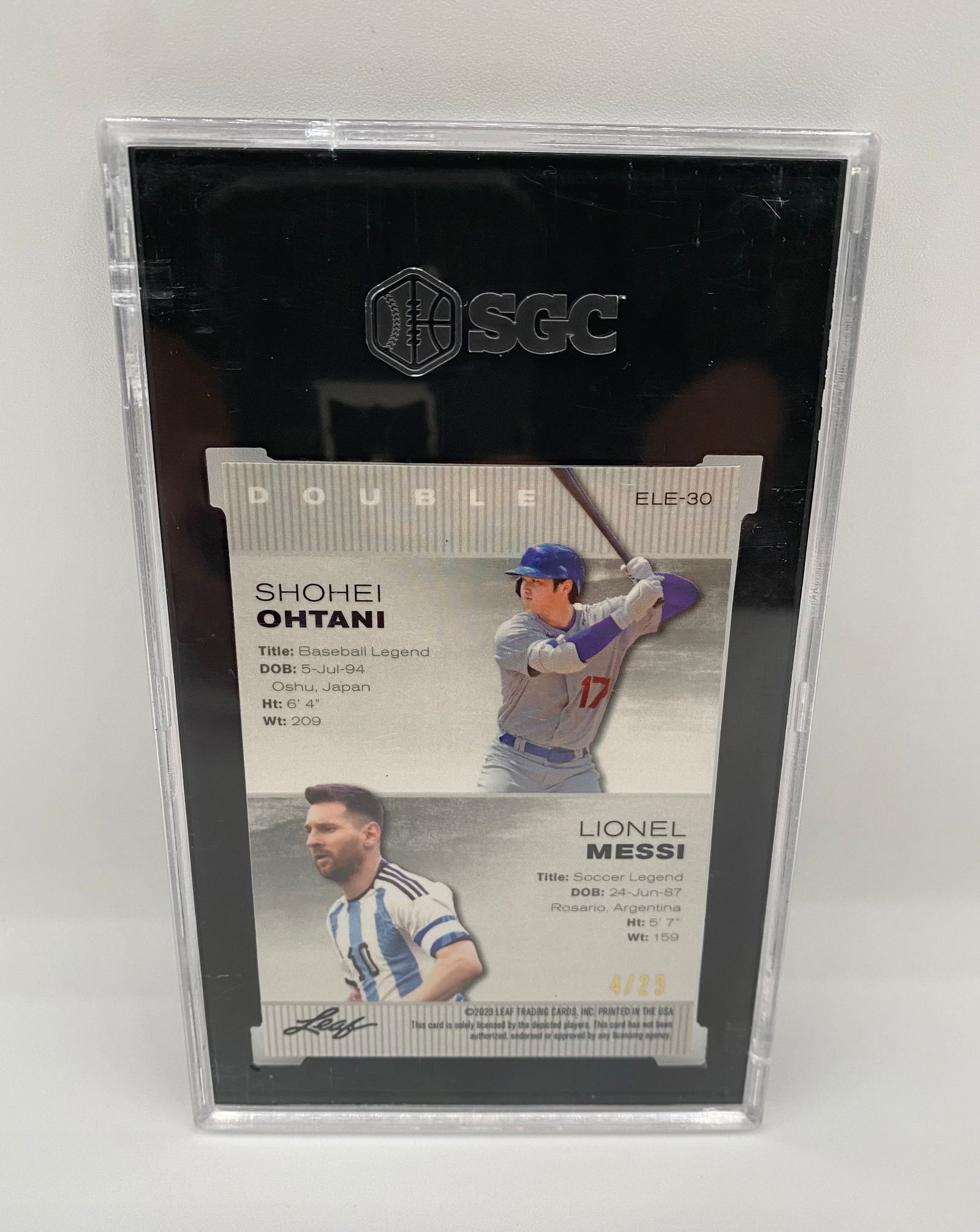 2023 Leaf Special Release Shohei Ohtani & Lionel Messi Silver /25 - 2