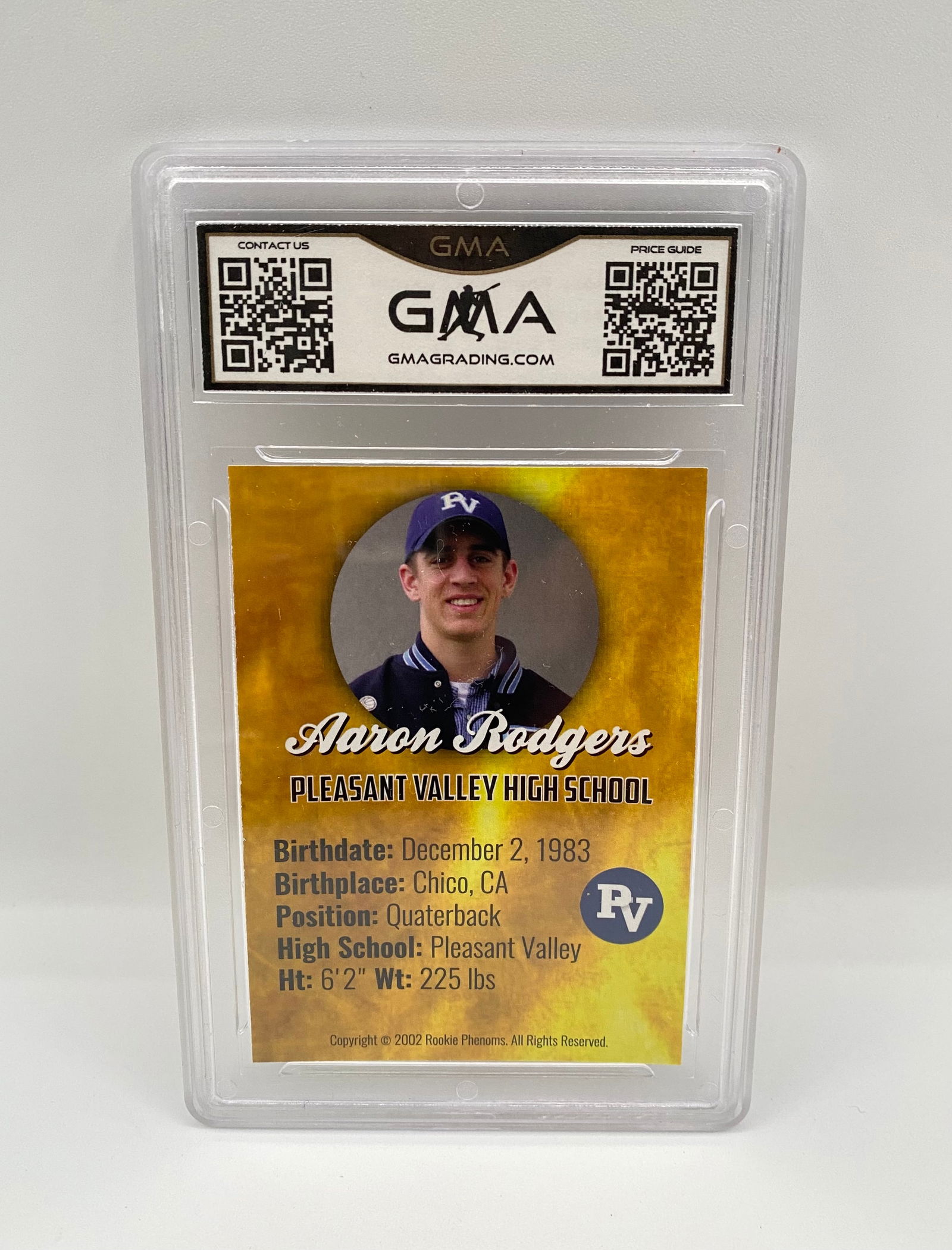 2002 Aaron Rodgers Pleasant Valley High School Custom Art Card - GMA Graded Gem MT 10 - 2