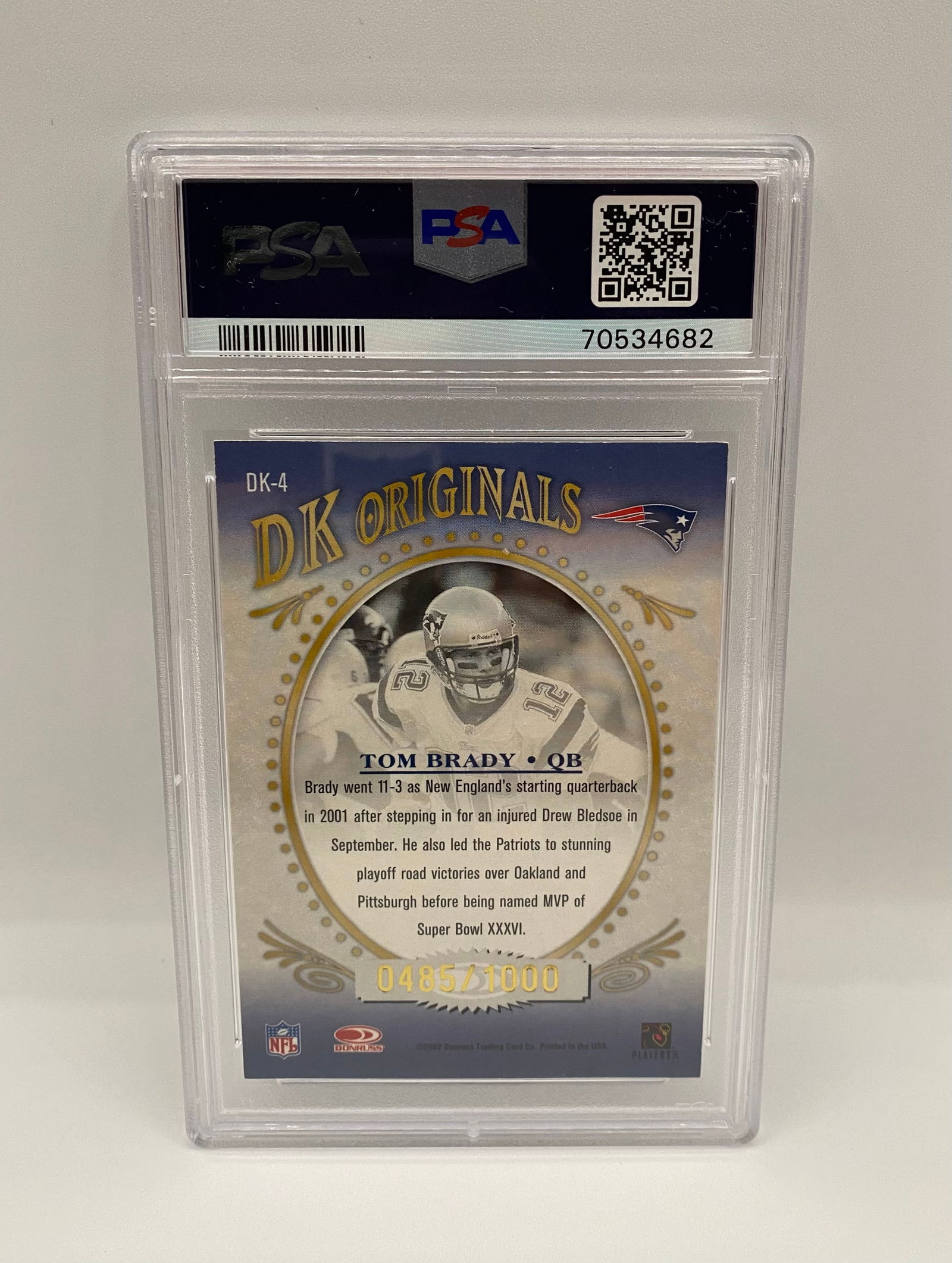 2002 Donruss Gridiron Kings Tom Brady DK Originals #DK-4 - PSA 6 - 2