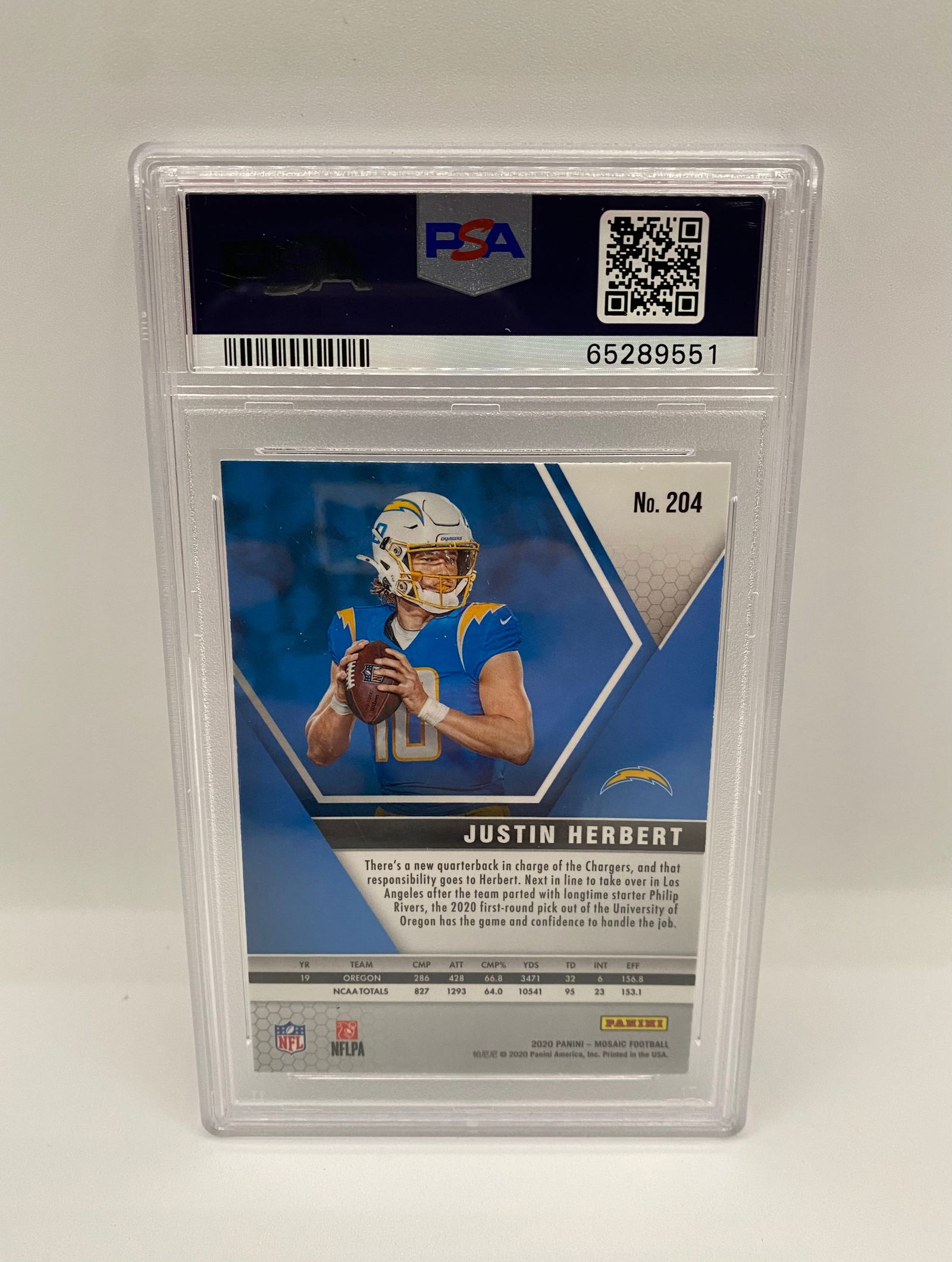 2020 Panini Mosaic Justin Herbert #204 Rookie AUTO - PSA 9 / AUTO 9 - 2